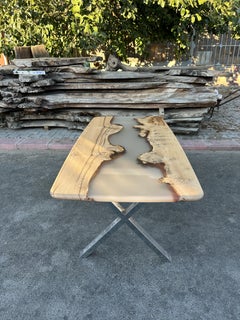 Epoxy Wood Table - Custom Modern Live Edge Resin Table - Kitchen Bespoke Table