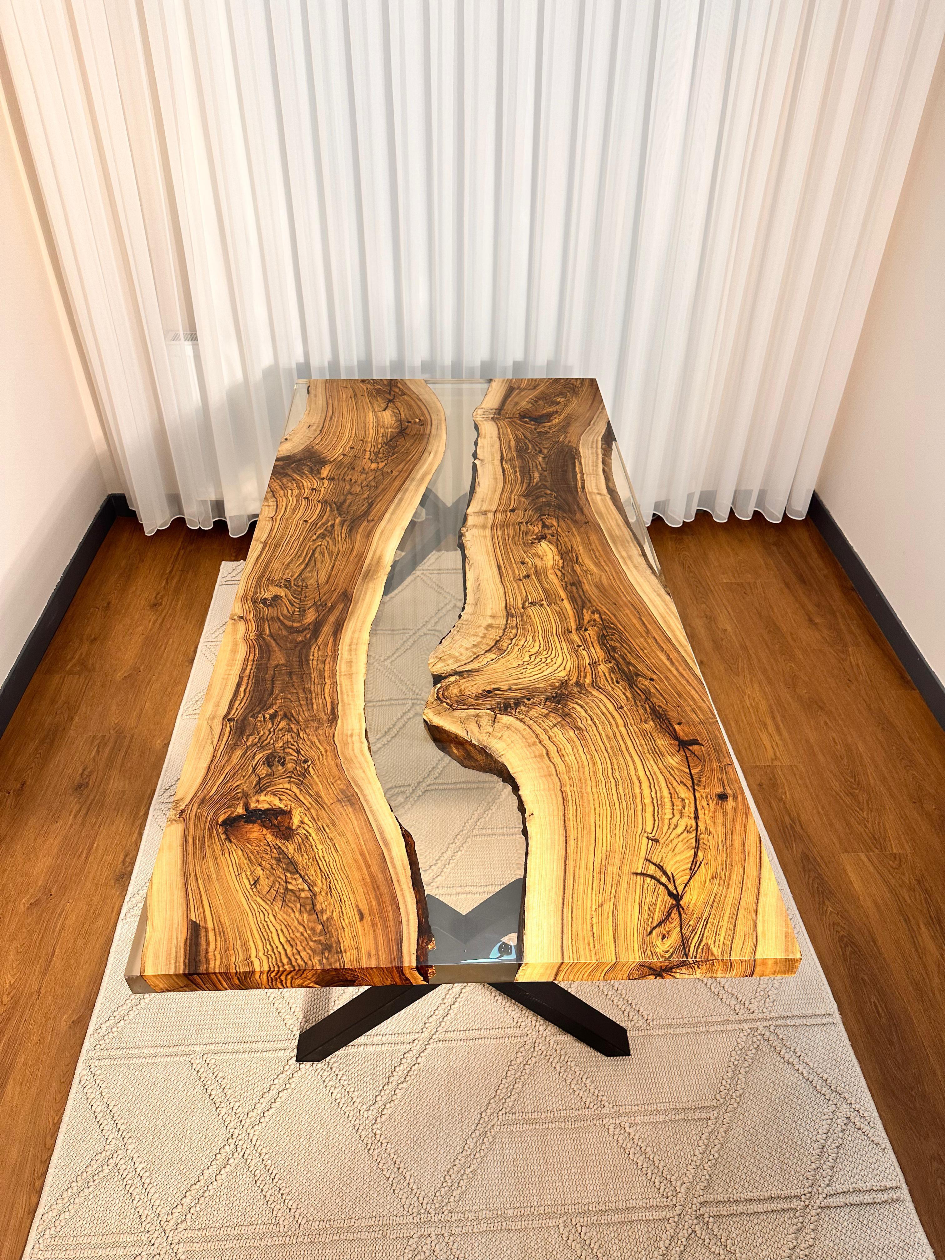 Turkish Epoxy Wood Table - River Resin Table - Walnut Custom Table For Sale