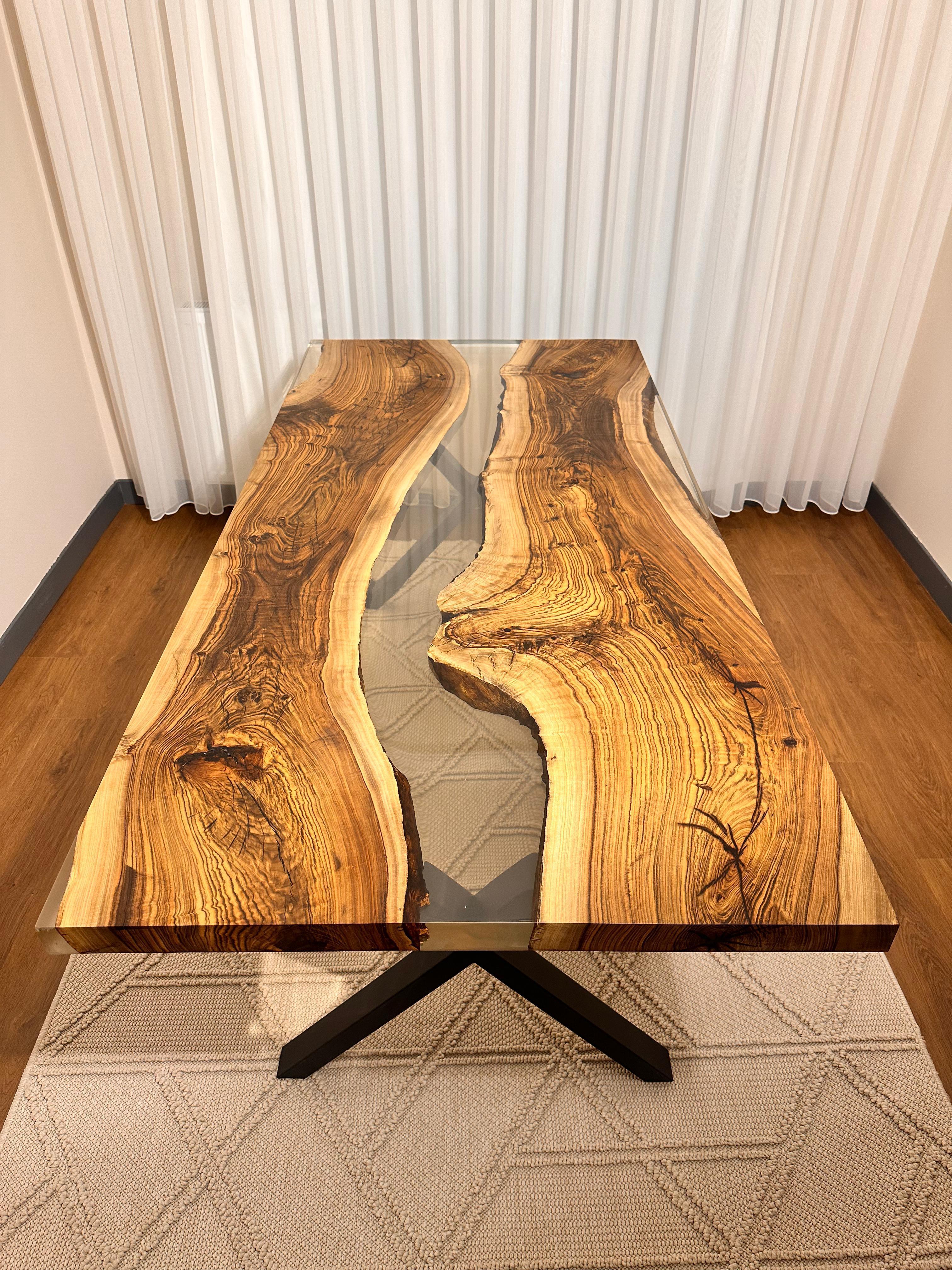 Epoxy Resin Epoxy Wood Table - River Resin Table - Walnut Custom Table For Sale
