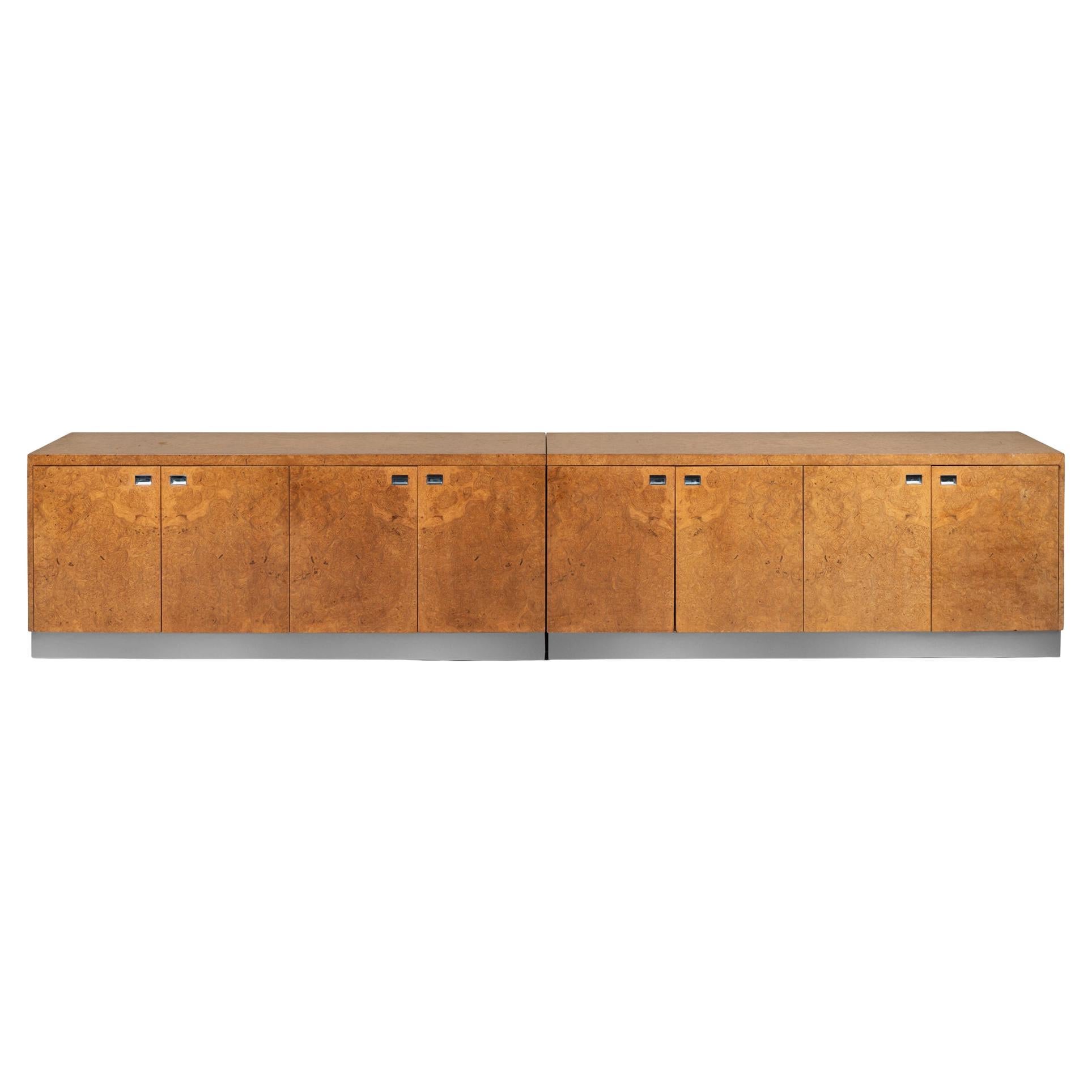 Eppinger 12' Long Burlwood & Chrome Credenza Sideboard
