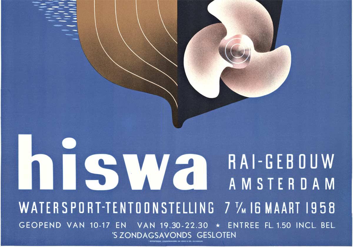 Original HISWA RAI - Gebouw Amsterdam Boat Show vintage poster - American Modern Print by Eppo Doeve