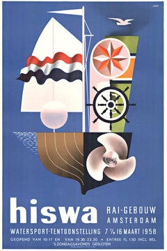 Affiche vintage originale de la HISWA RAI - Gebouw Amsterdam Boat Show