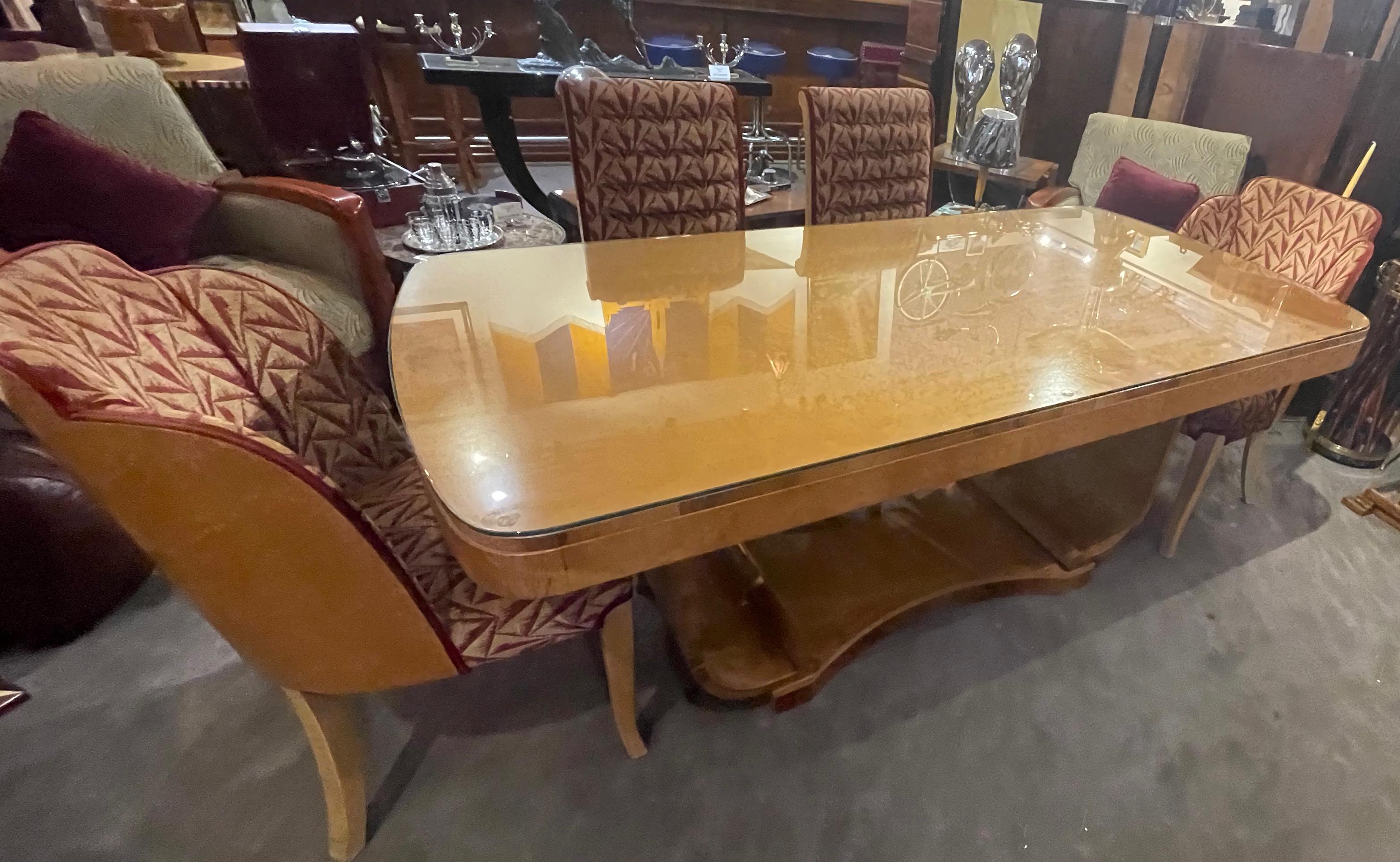 Epstein English Art Deco Dining Table with 6 Cloud Dining Chairs 3