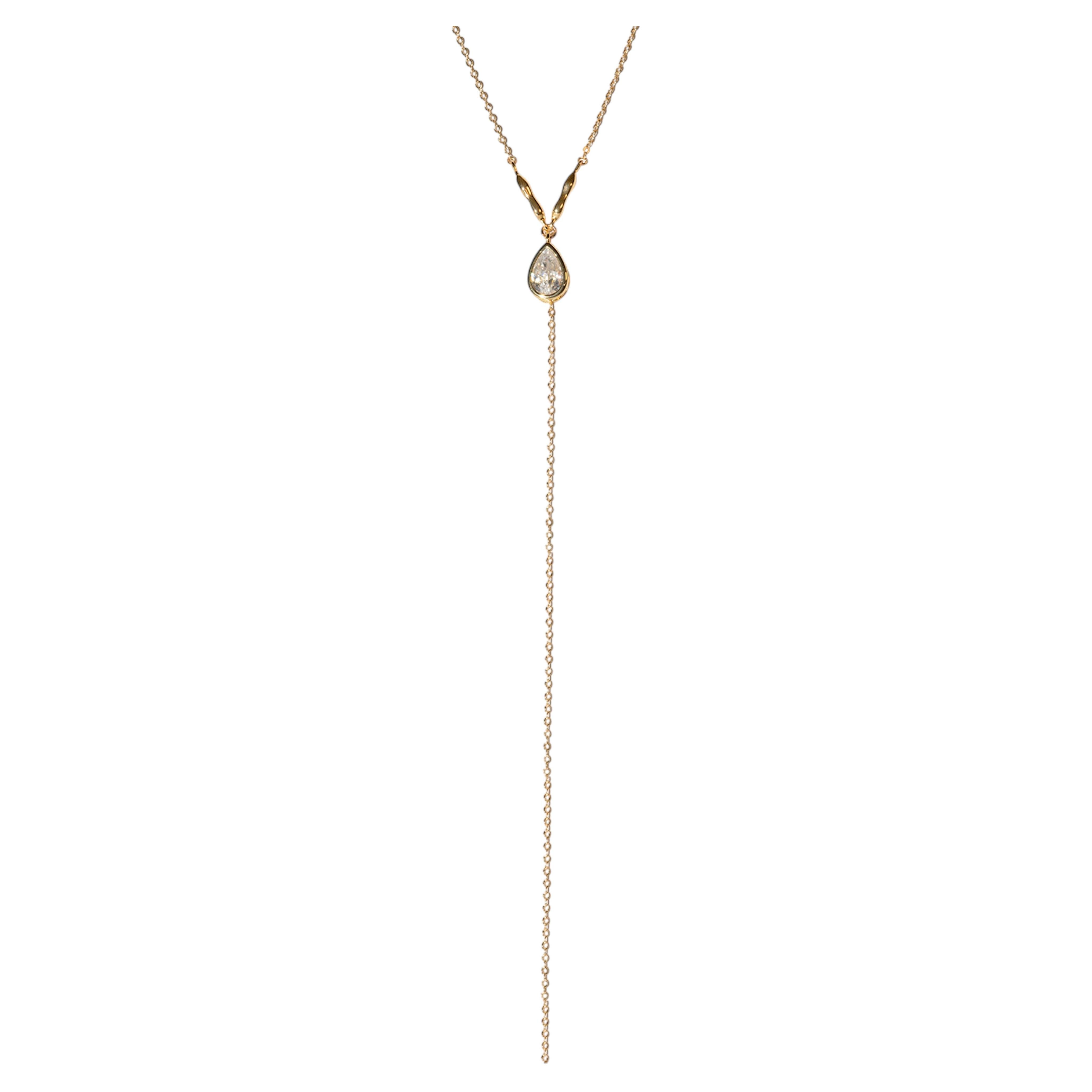Épure Goutte 14K Gold-Filled Long Drop Necklace with Pear-Cut Crystal
