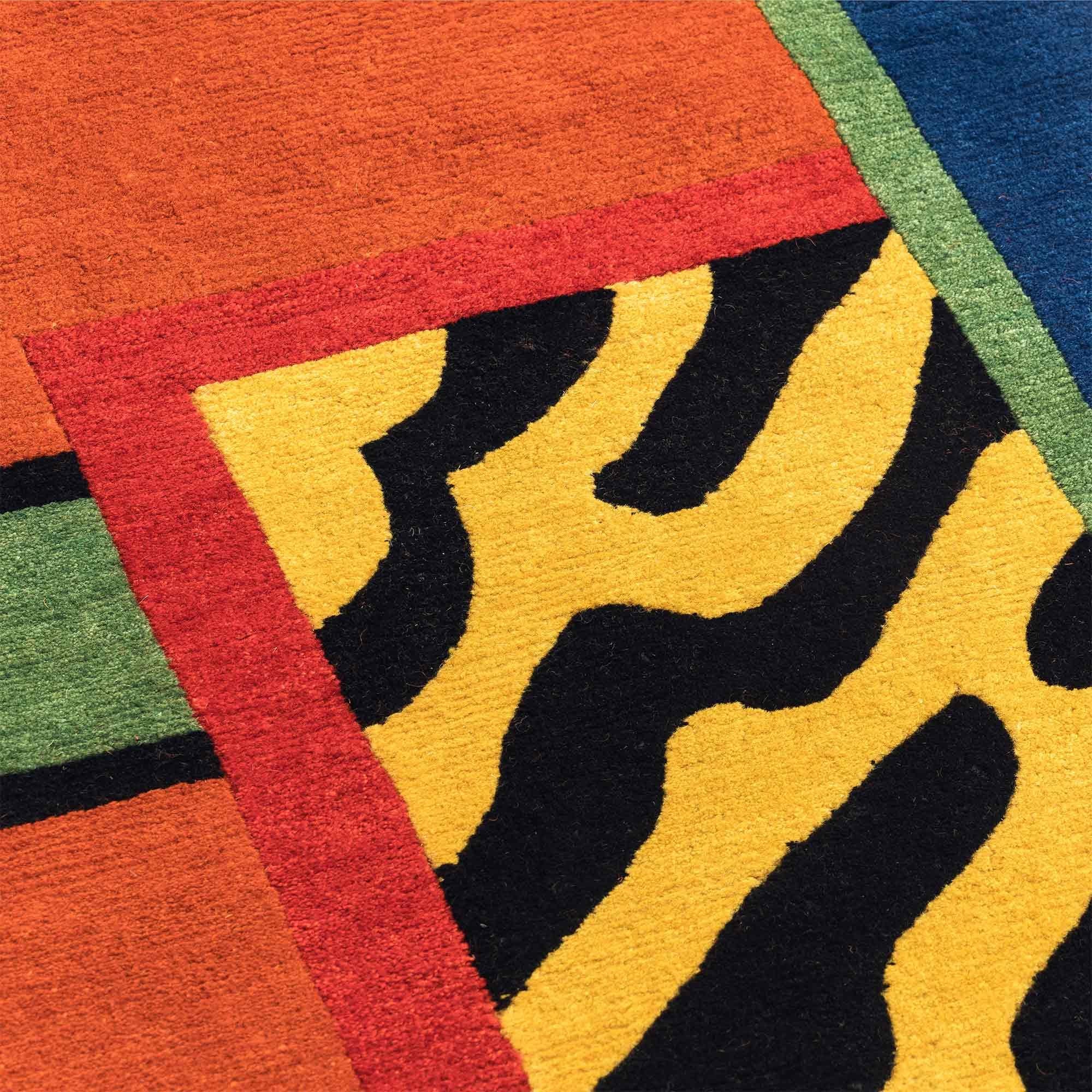 Hand-Crafted EQUADOR Woollen Carpet by Nathalie du Pasquier for Post Design/Memphis For Sale