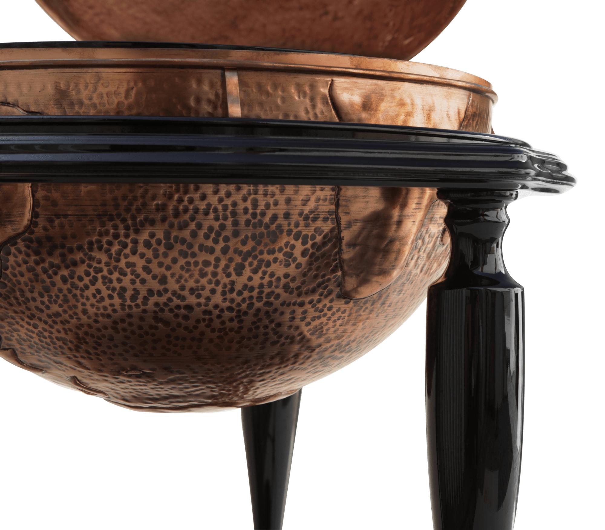 Contemporary Equator Bar - Hand-Crafted Polished Hammered Copper & Mahogany - Boca do Lobo For Sale