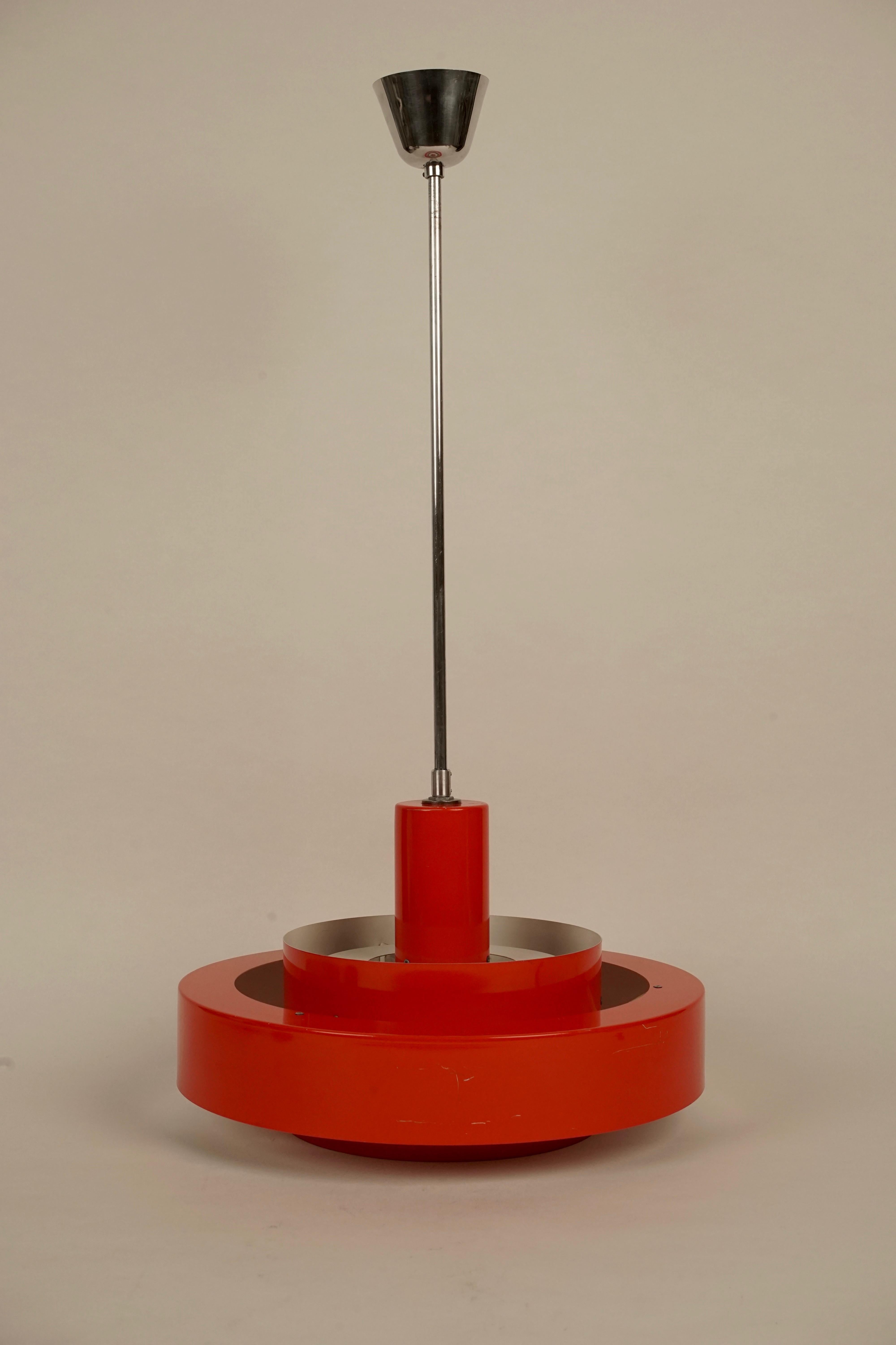 Metal Equator Danish Red Lamp by Jo Hammerborg from 1968 For Sale