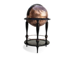 Equator Globe Bar in Black with Hand Carved Copper by Boca do Lobo