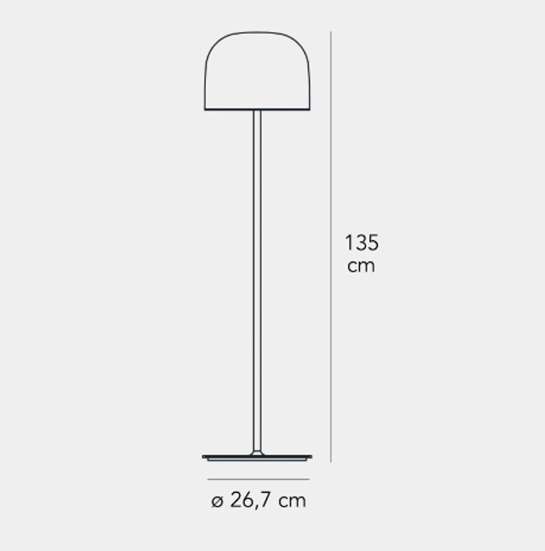 Equatore is a contemporary reinterpretation of the classic lamp with a glass shade. While the traditional abat-jour uses the shade to contain the light source within, in this family of lamps the shade is paradoxically and suggestively empty, with