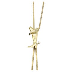 Equestrian Boot, Hat & Arrowhead Lariat Necklace with Diamonds in 14 Karat Gold
