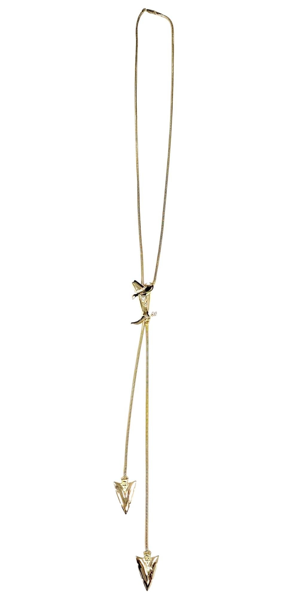 Equestrian Boot, Hat and Arrowhead 14K Yellow Gold Lariat Necklace with Diamonds In Good Condition For Sale In Scottsdale, AZ