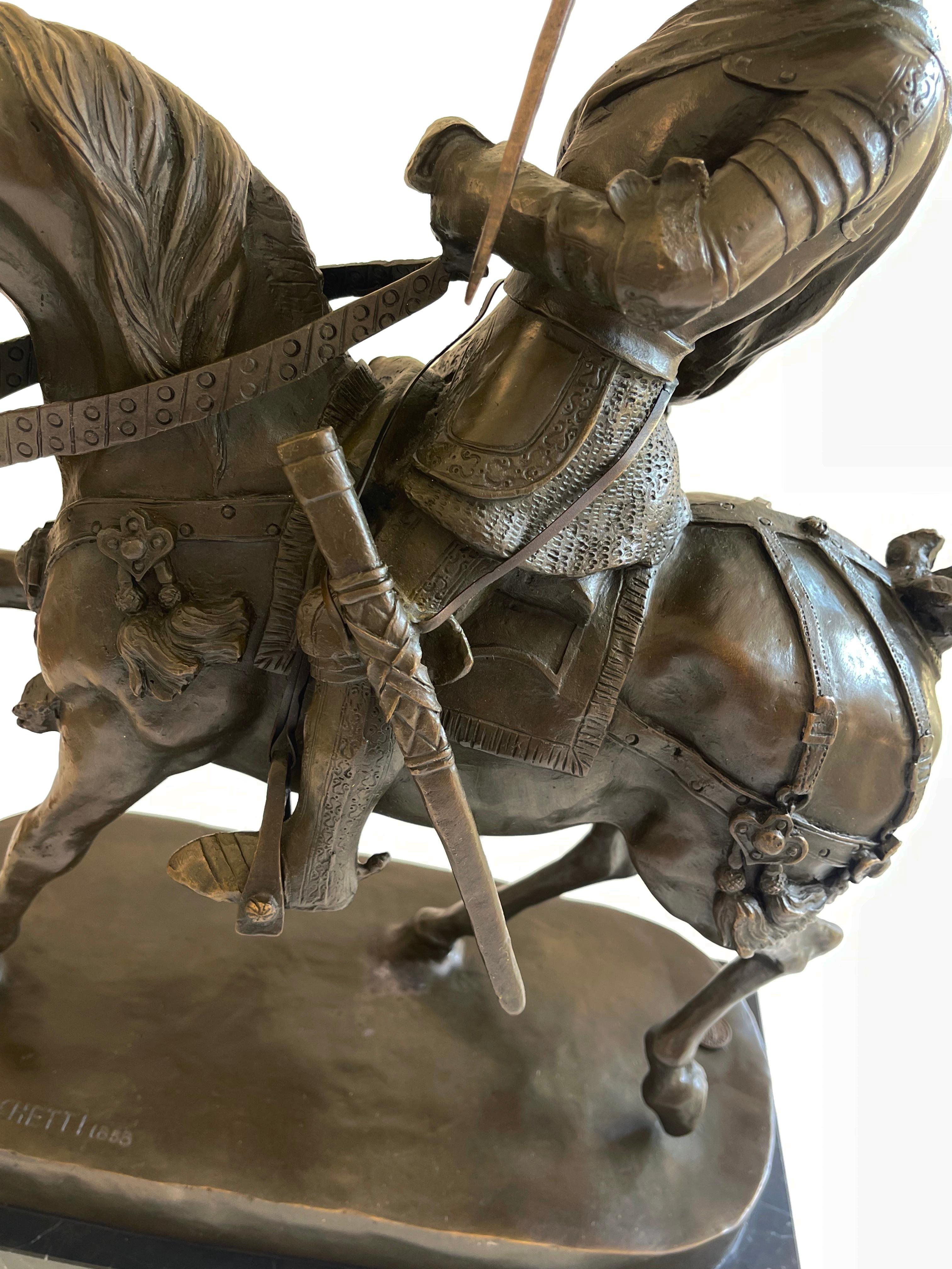 Fatto a mano Cavallo equestre in bronzo dopo il Marochetti del 1838 di E. Philibert, duca di Savoy in vendita