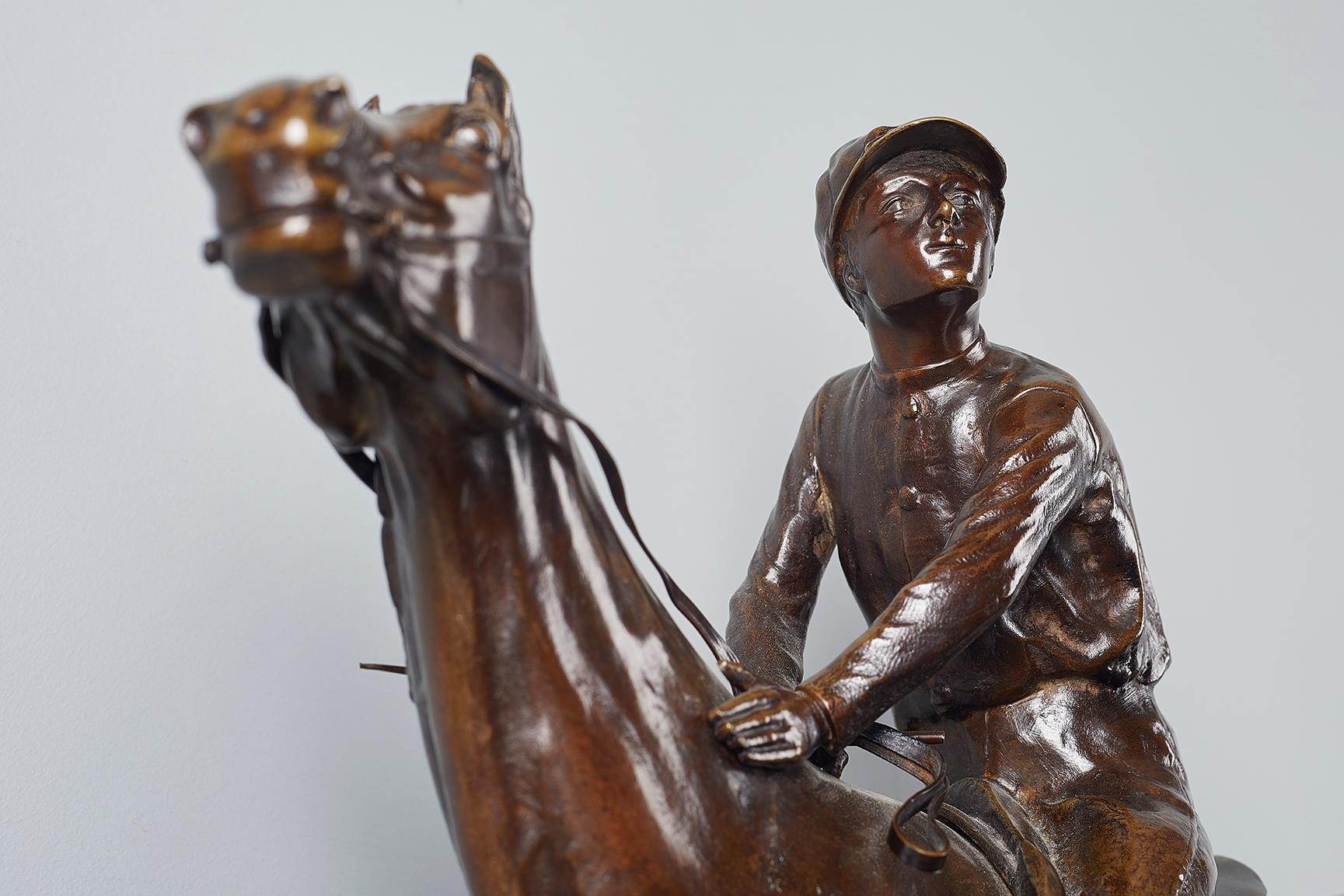 French Equestrian Bronze by Leon Bureau, 1866-1906