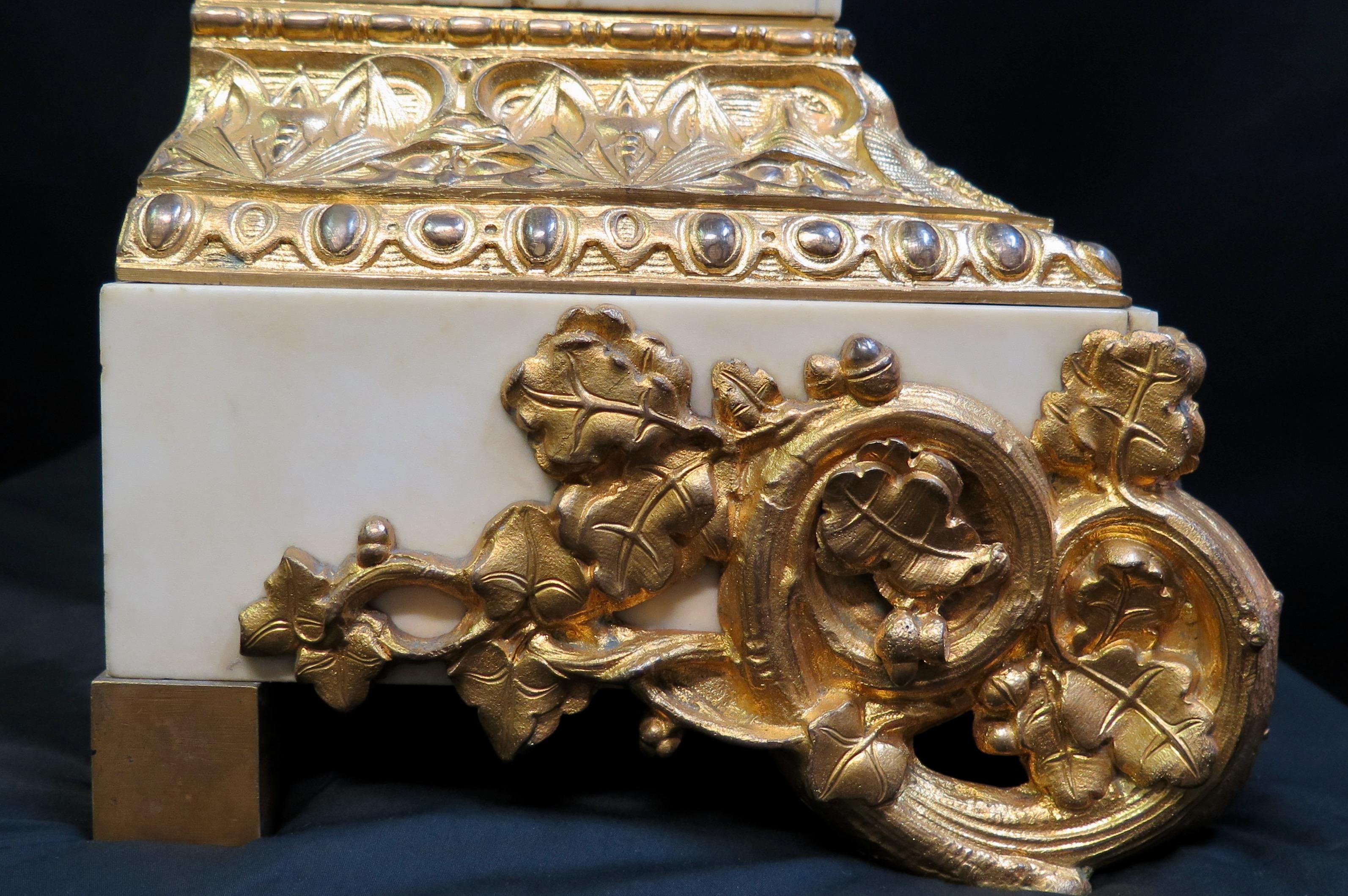 Equestrian Bronze & Marble Mantle Clock 6
