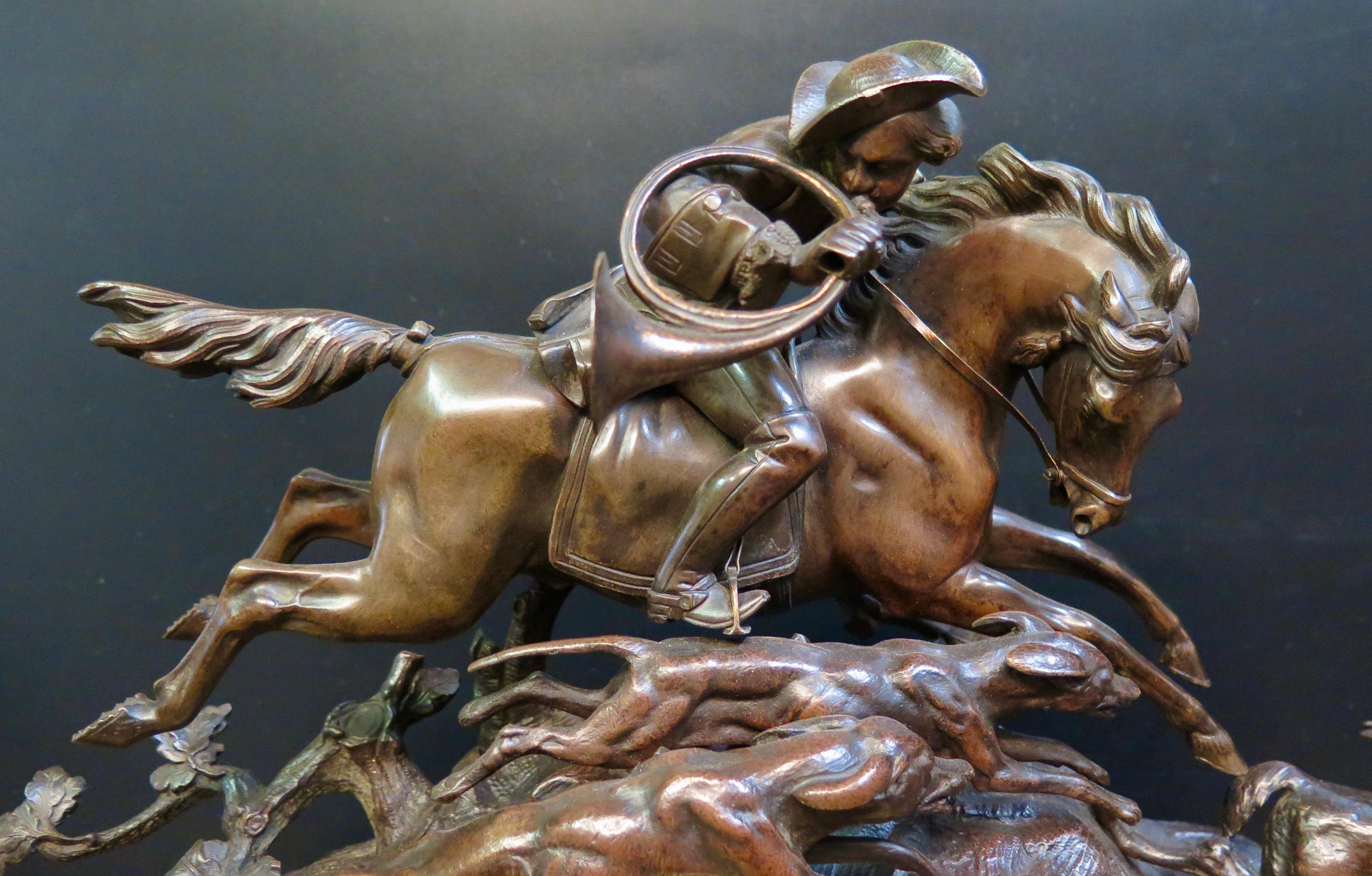 Equestrian Bronze & Marble Mantle Clock 9