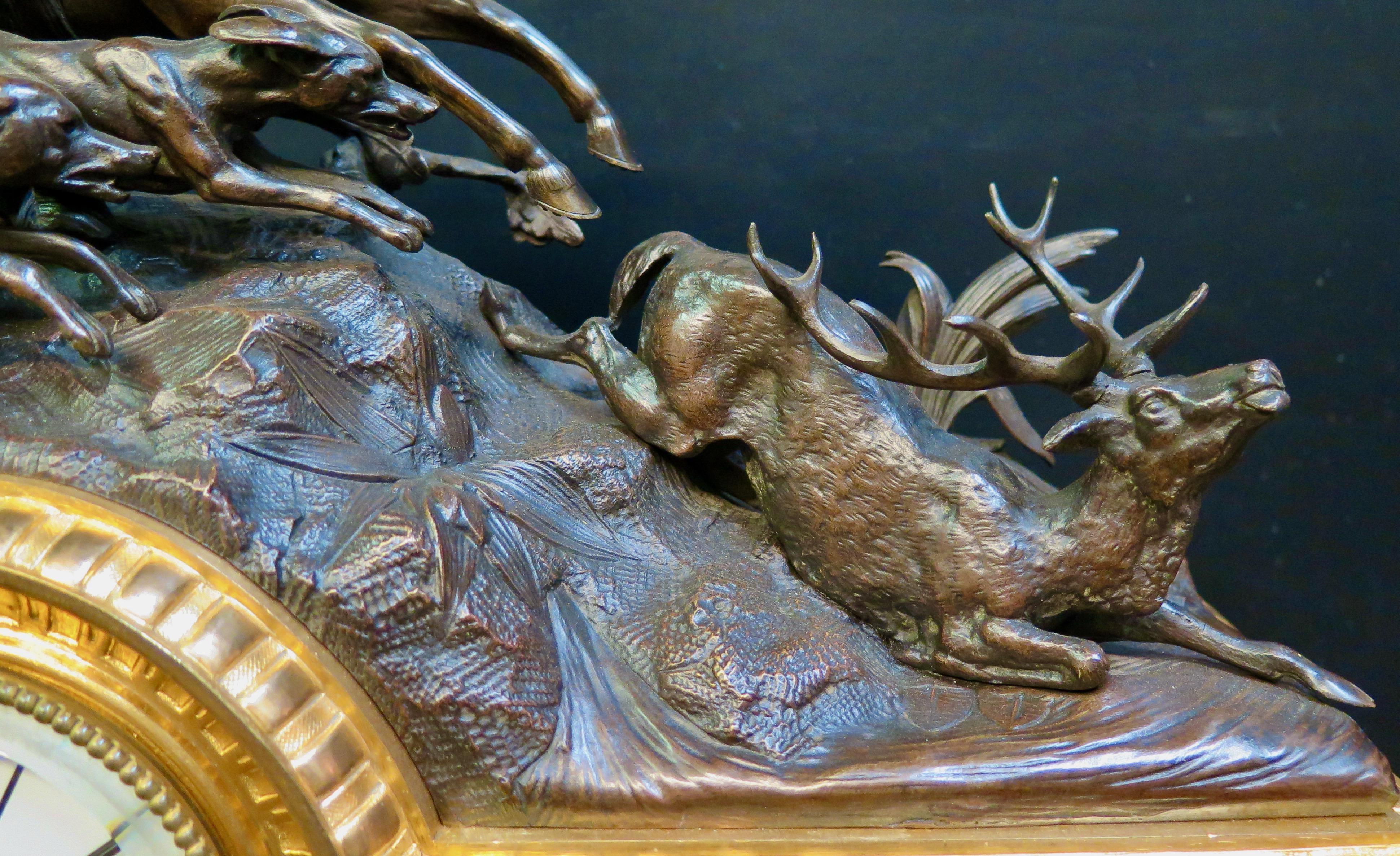 Equestrian Bronze & Marble Mantle Clock 11
