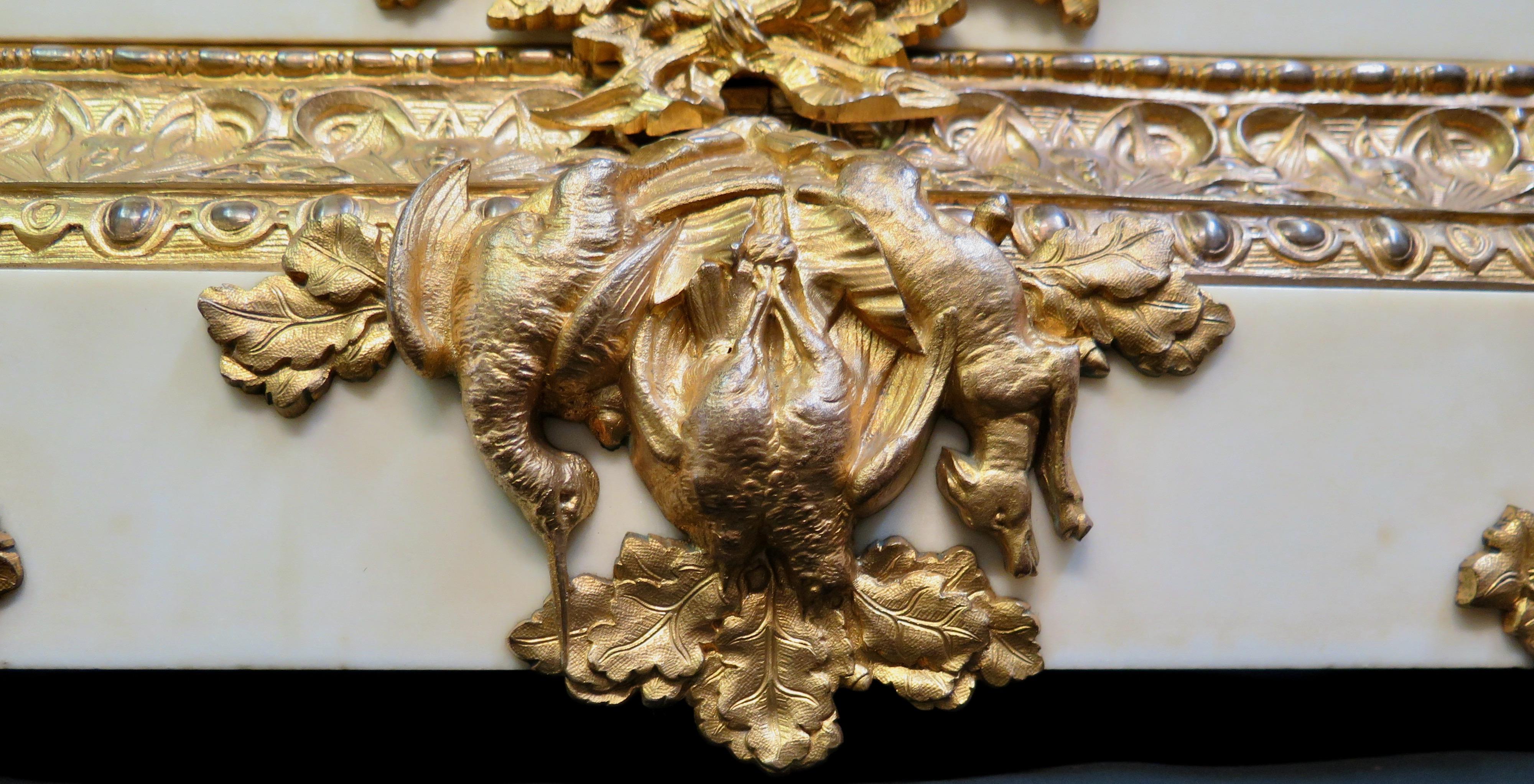 French Equestrian Bronze & Marble Mantle Clock