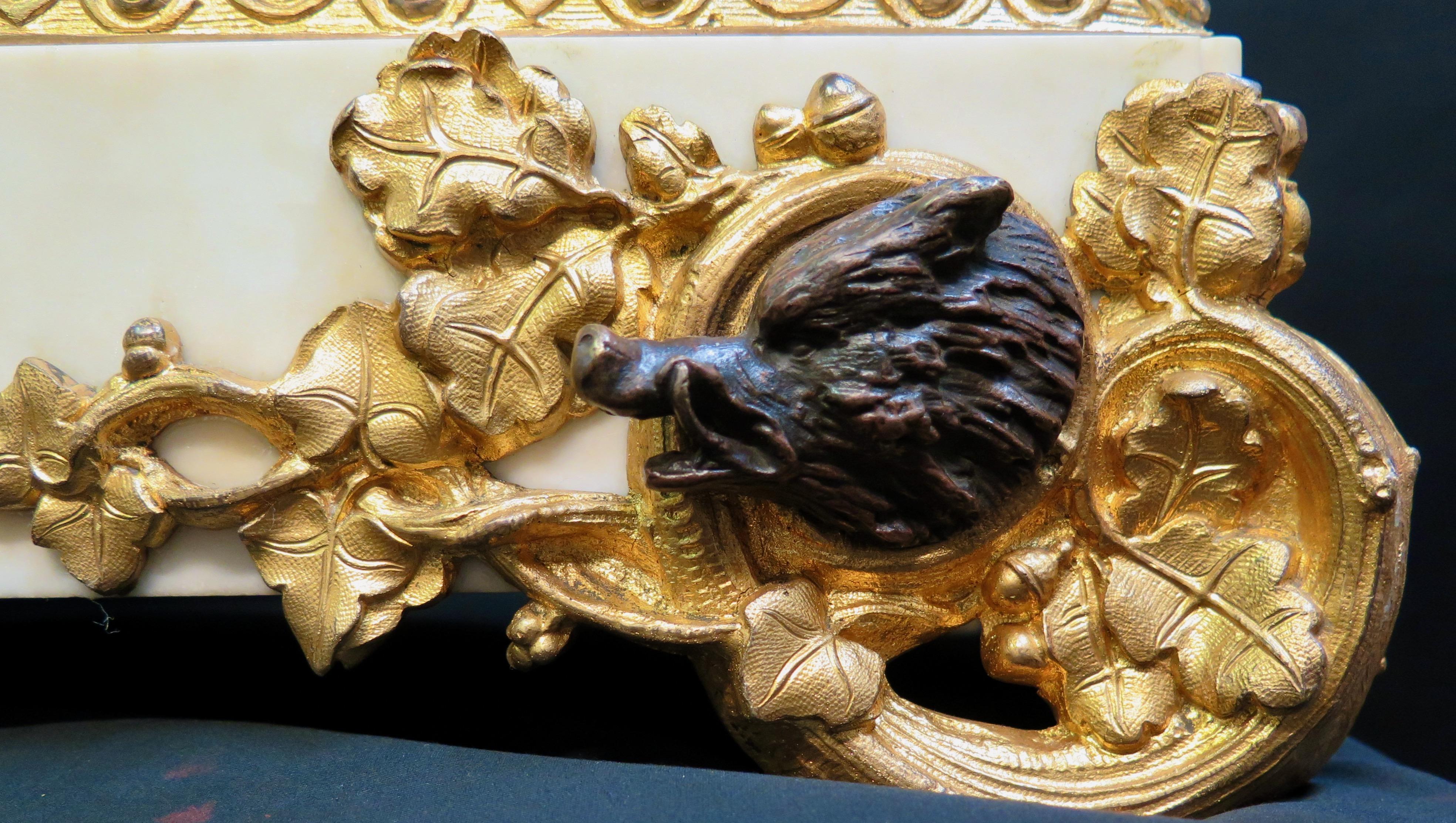 19th Century Equestrian Bronze & Marble Mantle Clock