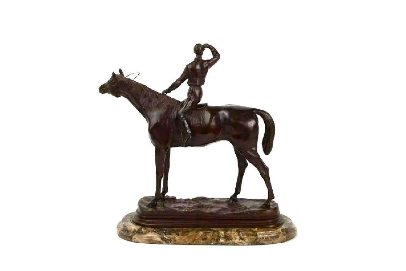 19th Century Equestrian Bronze, Seated Jockey, P.J. Mene For Sale