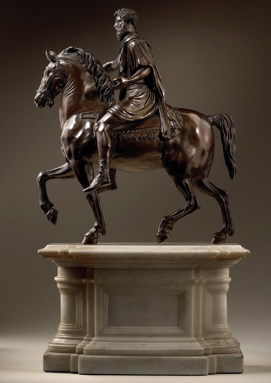 Equestrian Bronze Statue of Roman Emperor Marcus Aurelius In Good Condition In London, by appointment only