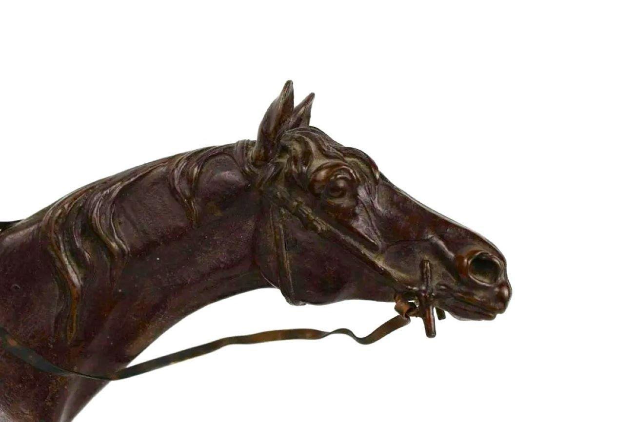 Napoleon III Equestrian Bronze, Thoroughbred Racehorse by J. Moigniez