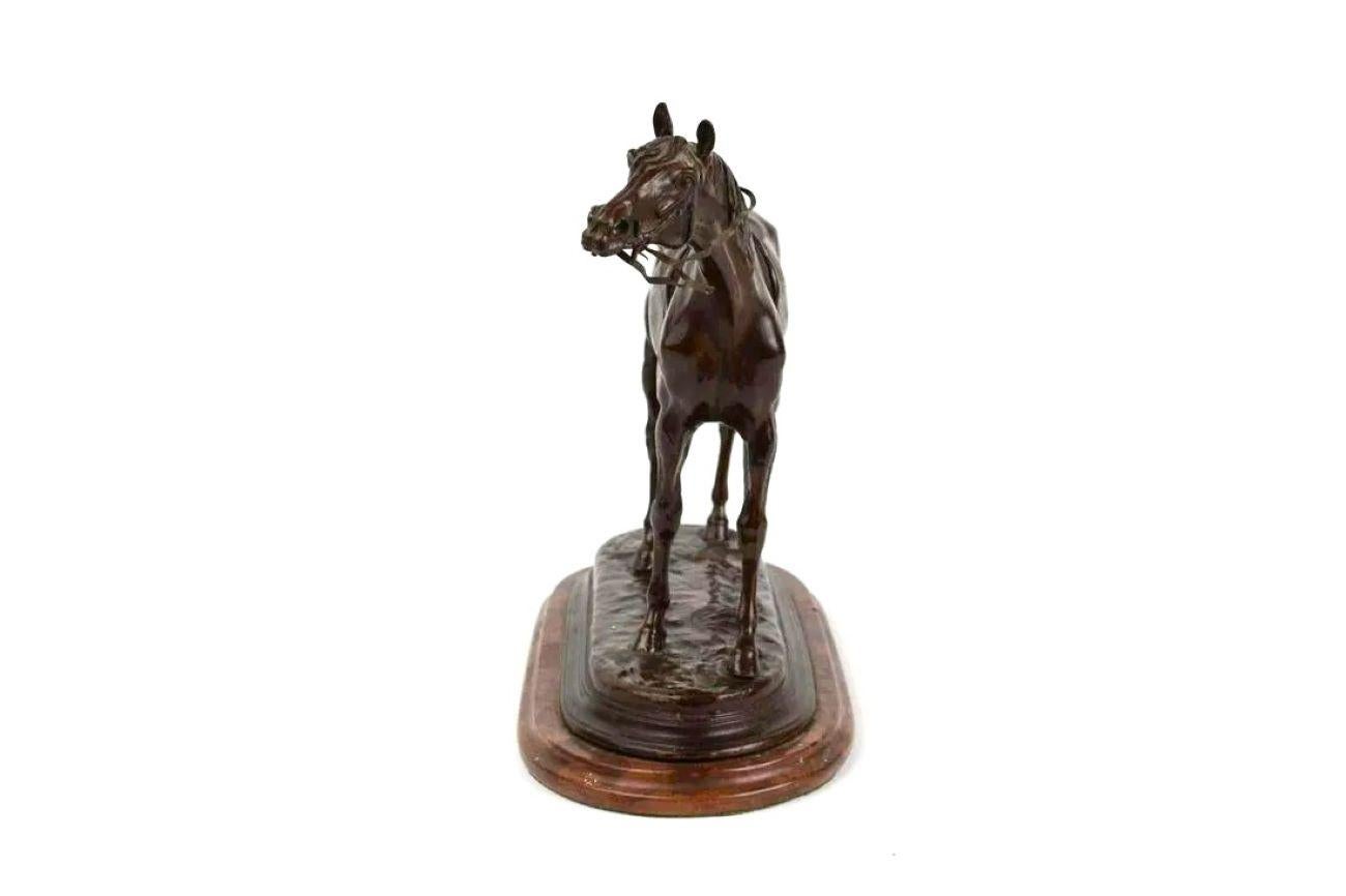 French Equestrian Bronze, Thoroughbred Racehorse by J. Moigniez