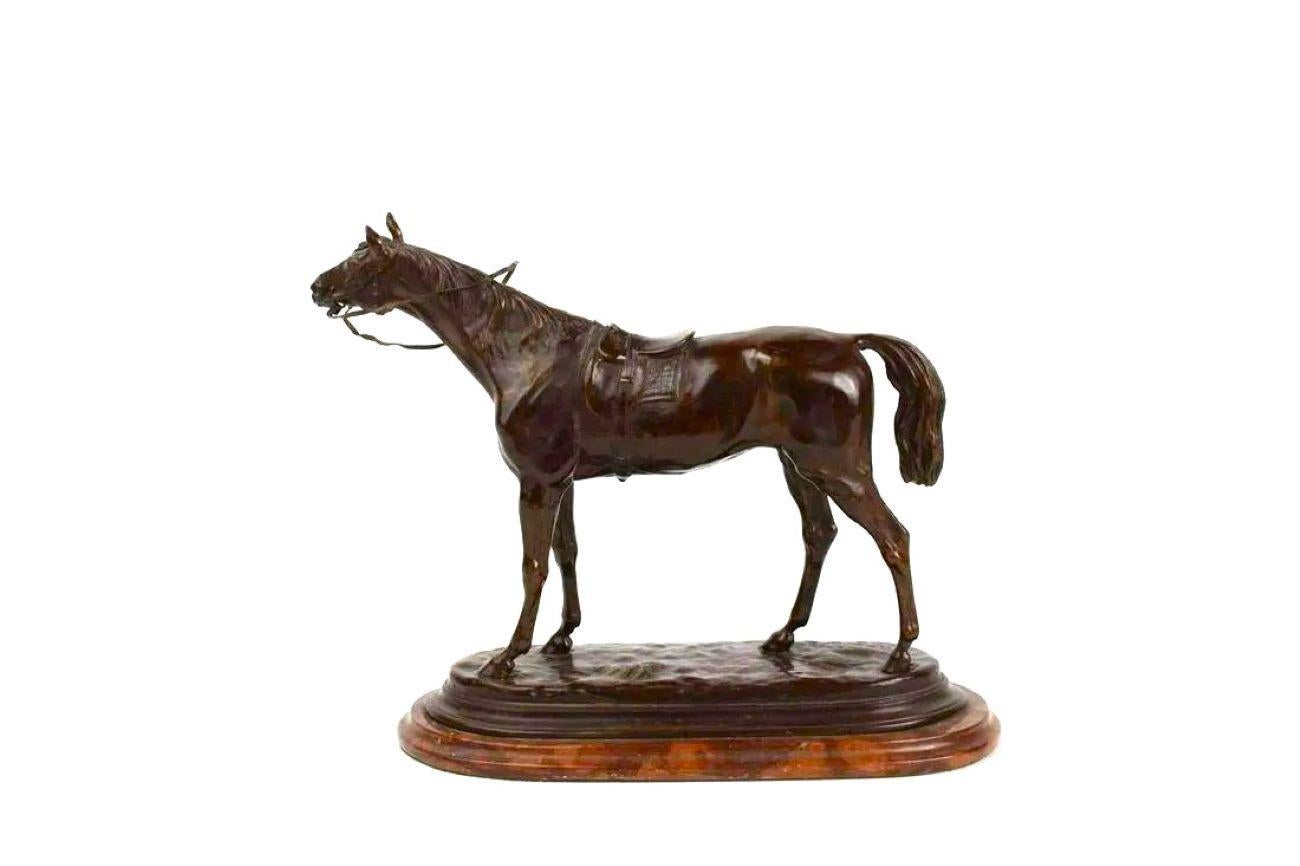 Cast Equestrian Bronze, Thoroughbred Racehorse by J. Moigniez