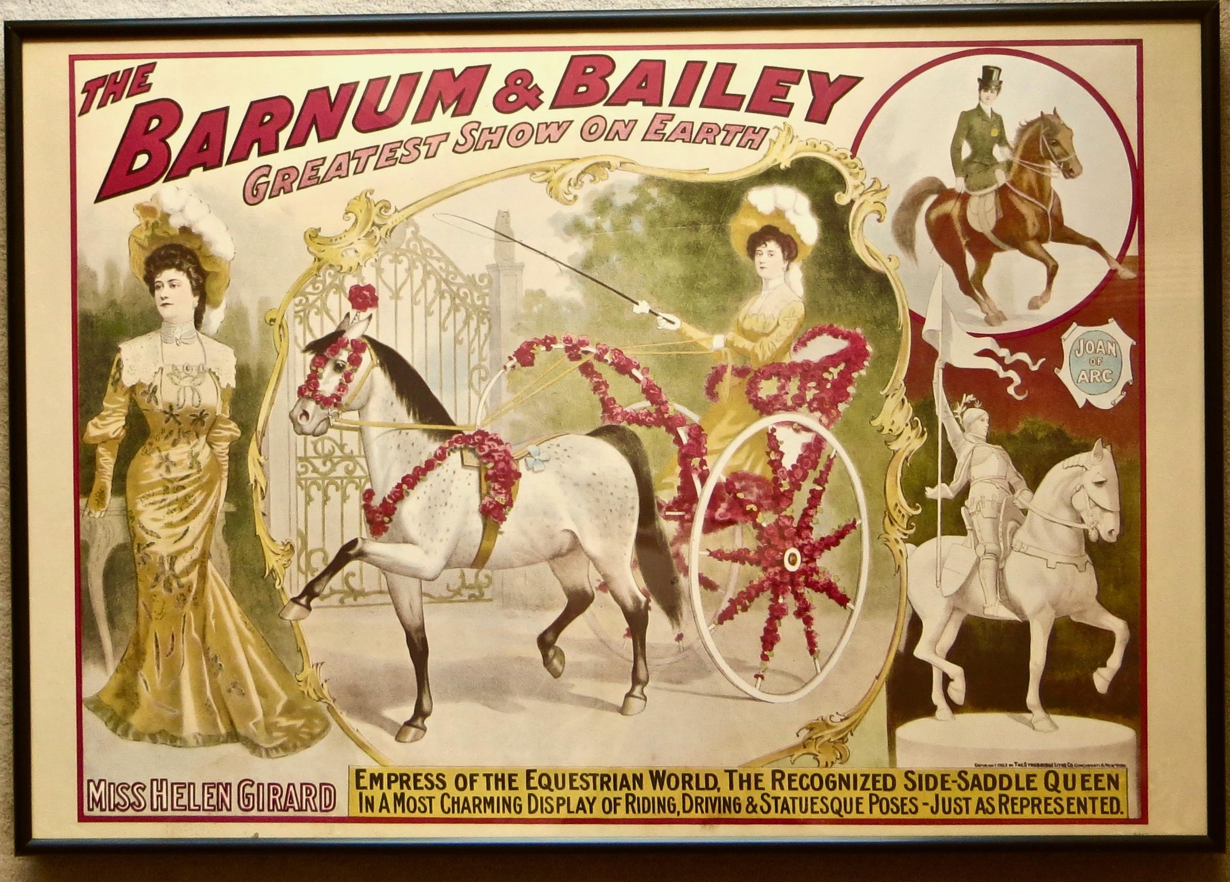 Polychromé Affiche de cirque équestre de Ringling Bros, circa 1971, représentant « Miss Helen Girard » en vente