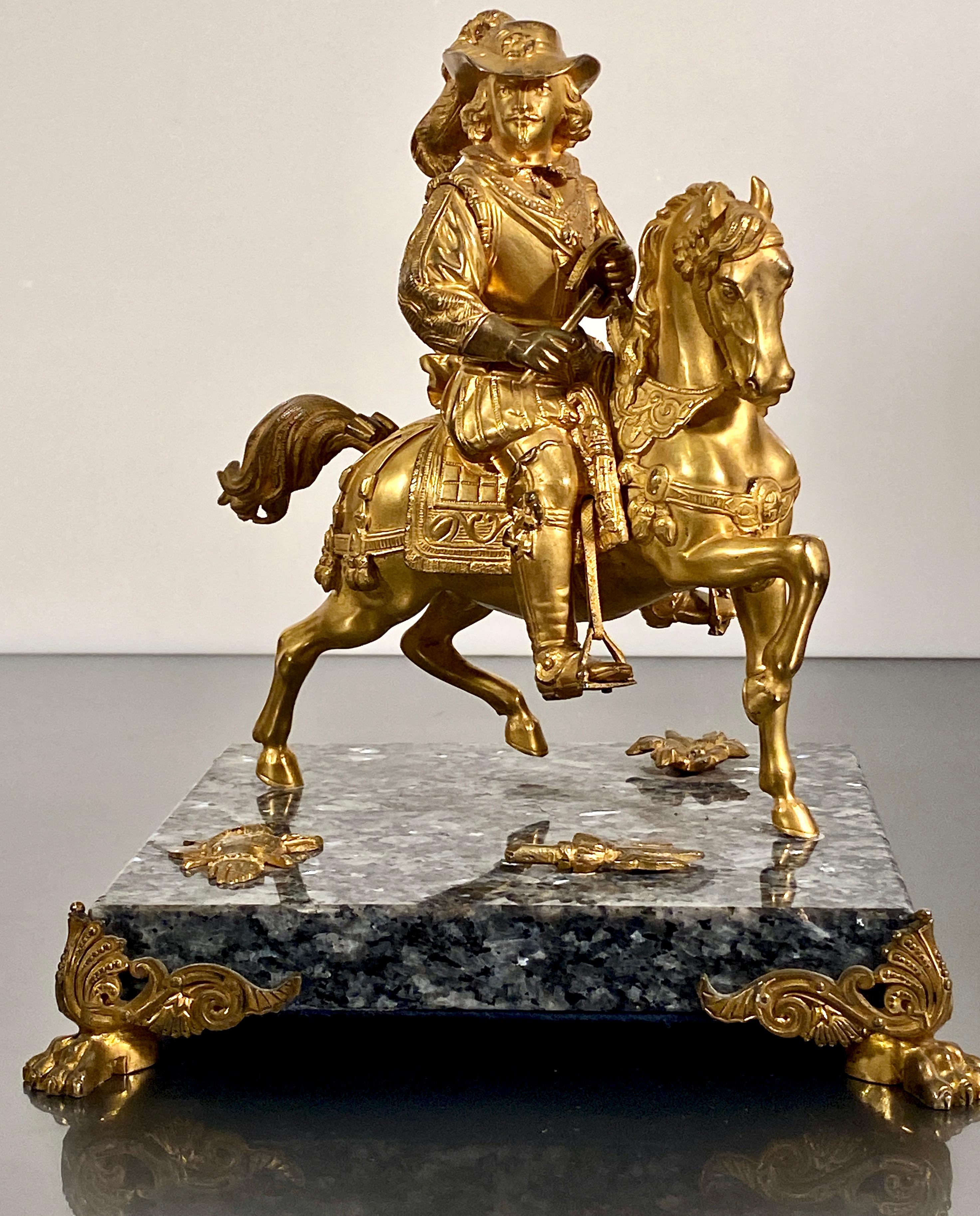 Neoclassico Statuetta equestre in bronzo dorato e ormolu di Charles A.L.A. a cavallo del XIX C. in vendita