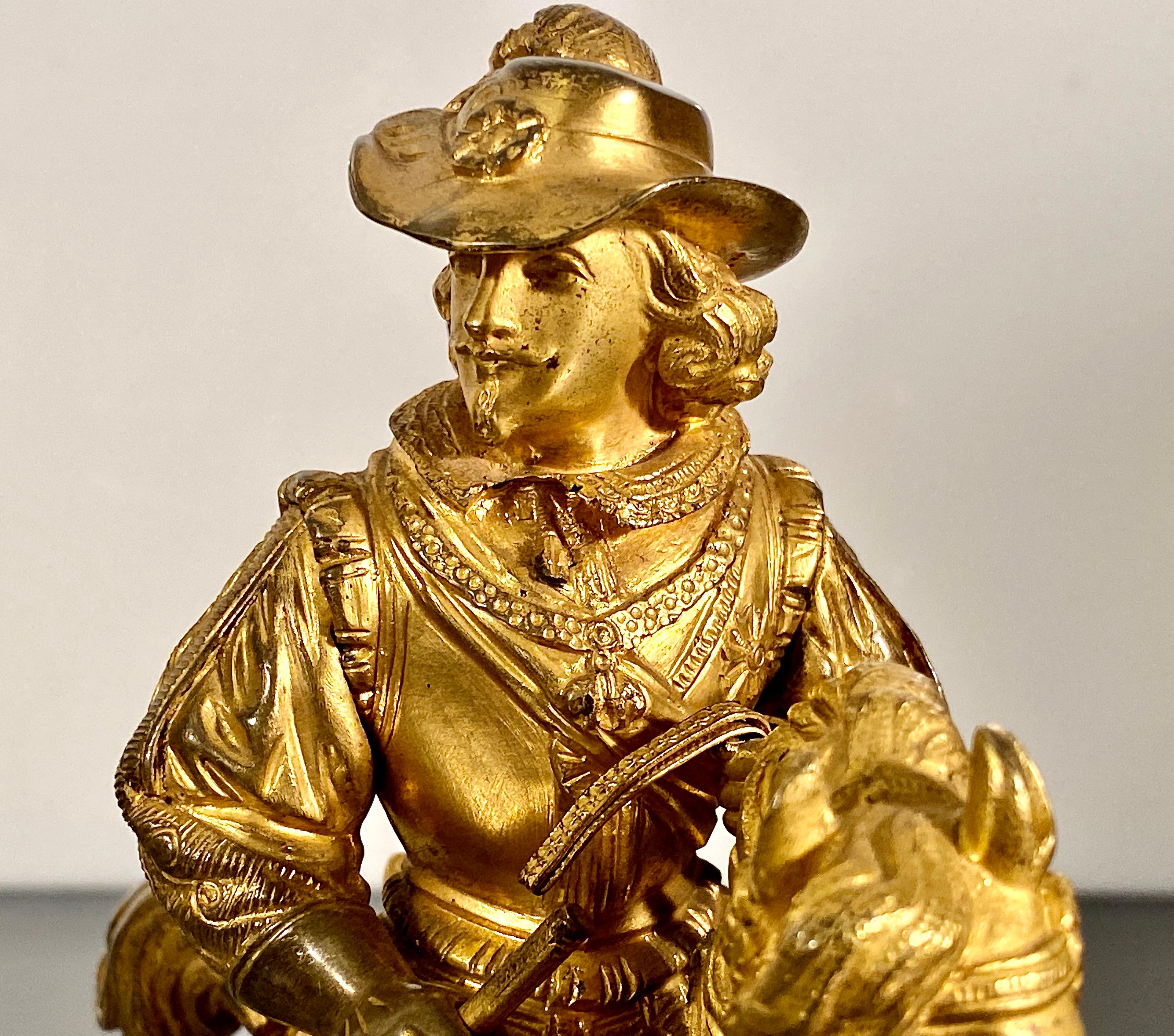 Statuetta equestre in bronzo dorato e ormolu di Charles A.L.A. a cavallo del XIX C. In condizioni buone in vendita a Cheltenham, GB