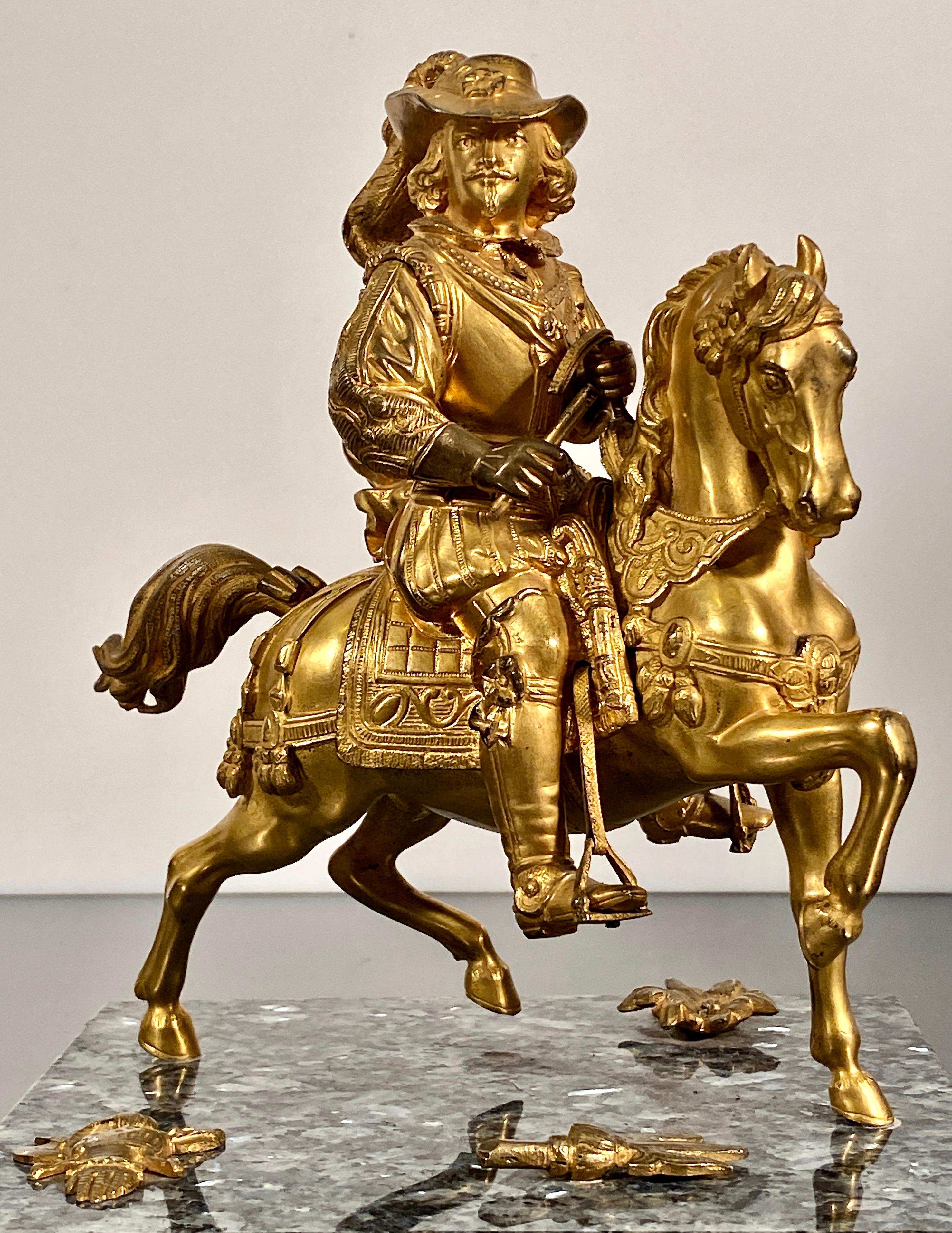 Statuetta equestre in bronzo dorato e ormolu di Charles A.L.A. a cavallo del XIX C. in vendita 1