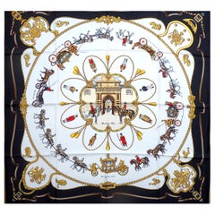 Echarpe équestre Hermès BNIB " The Royal Mews" par Jean de Fougerolle
