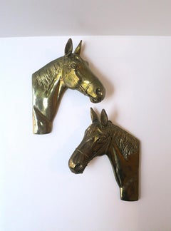 Equestrian Horse Head Bust Wall Sculptures, Pair, Circa Mid-20th Century