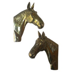 Equestrian Horse Head Bust Wall Sculptures, Pair, Circa Mid-20th Century