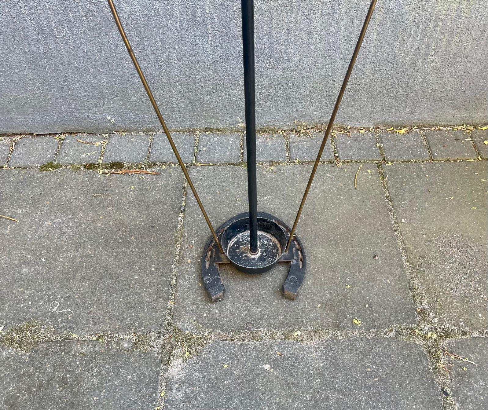 Scandinavian Equestrian Horseshoe Umbrella Stand with Brass Accents, 1930s For Sale
