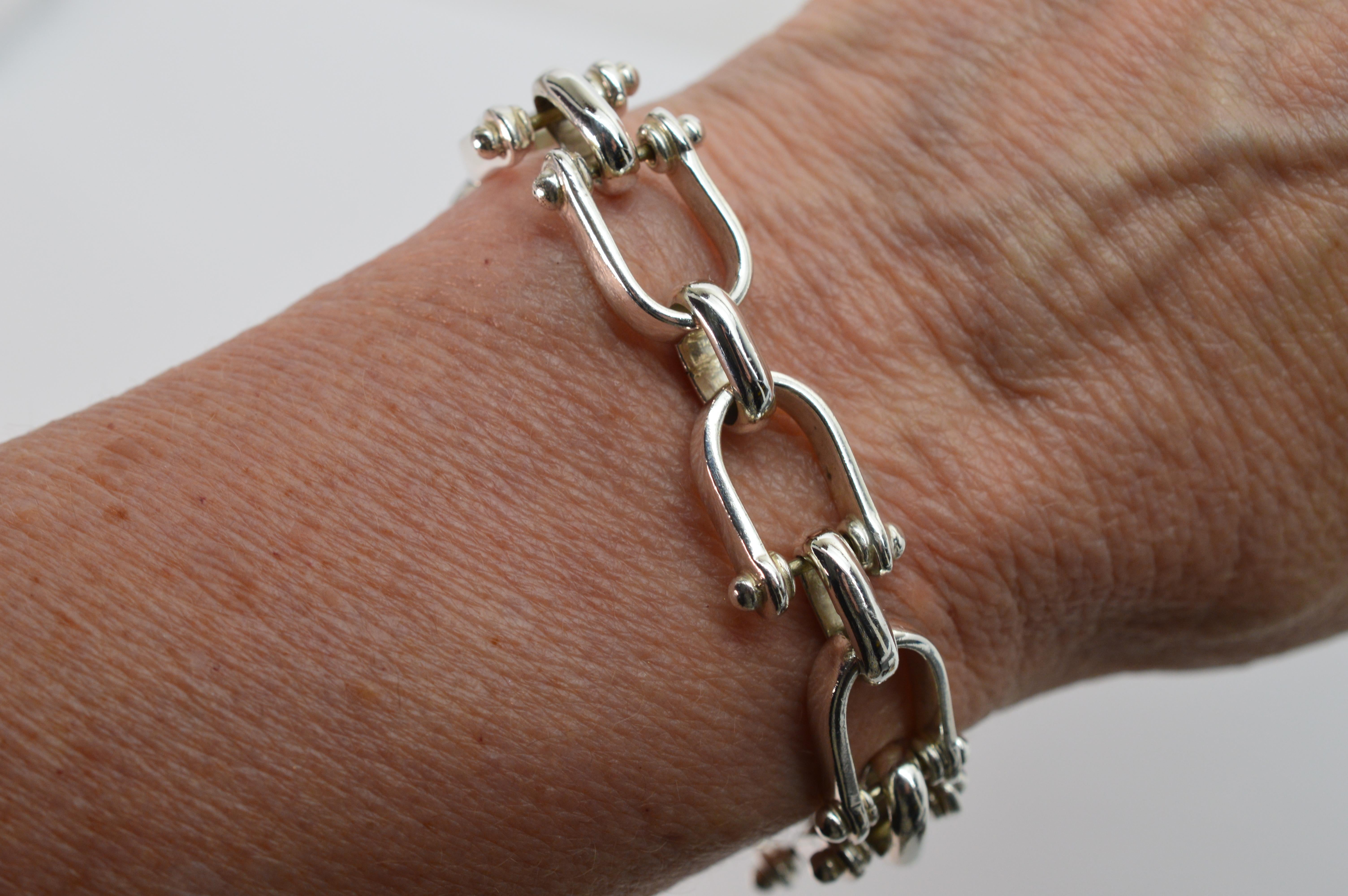 Equestrian Inspired Sterling Silver Chain Link Bracelet 1