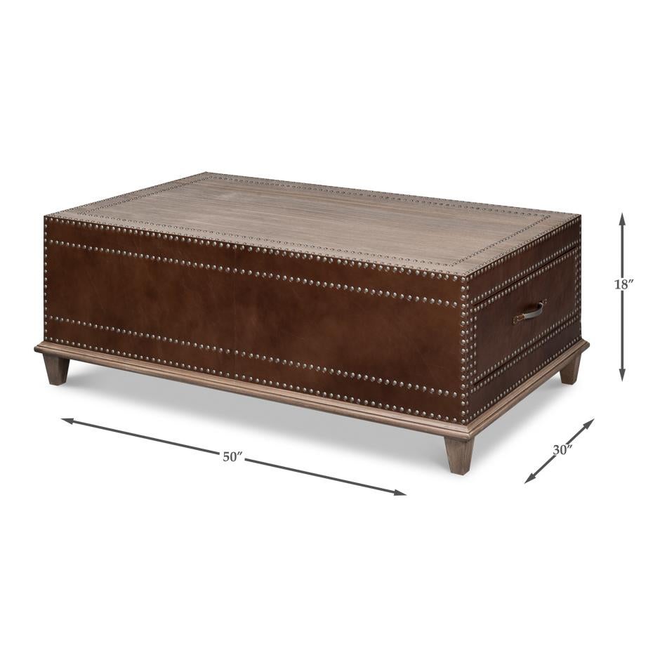 Equestrian Leather Coffee Table For Sale 5