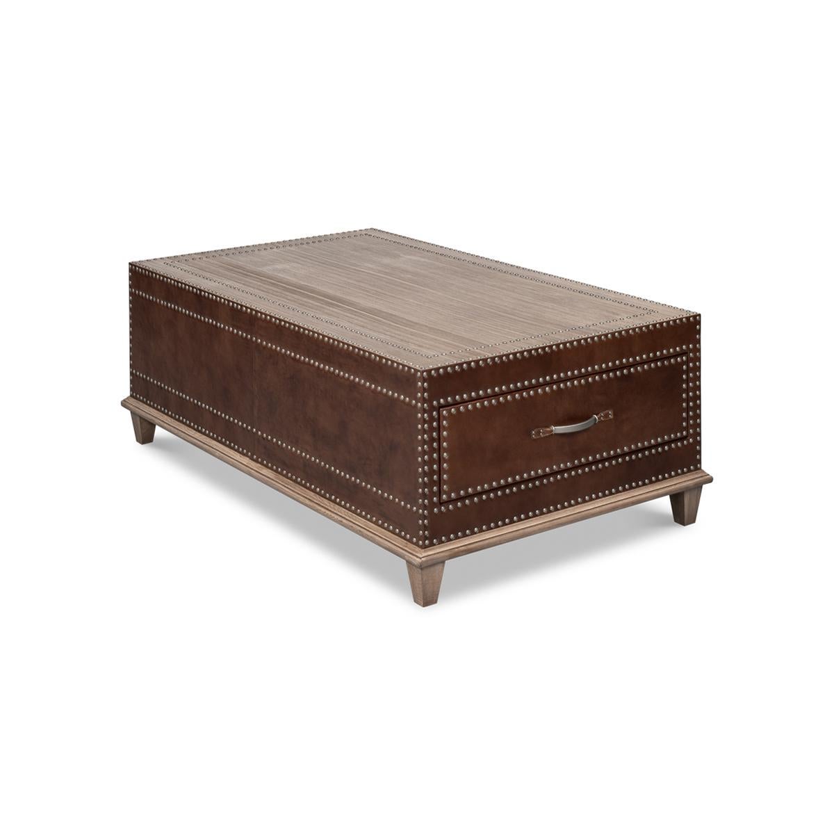 Equestrian Leather Coffee Table For Sale 1