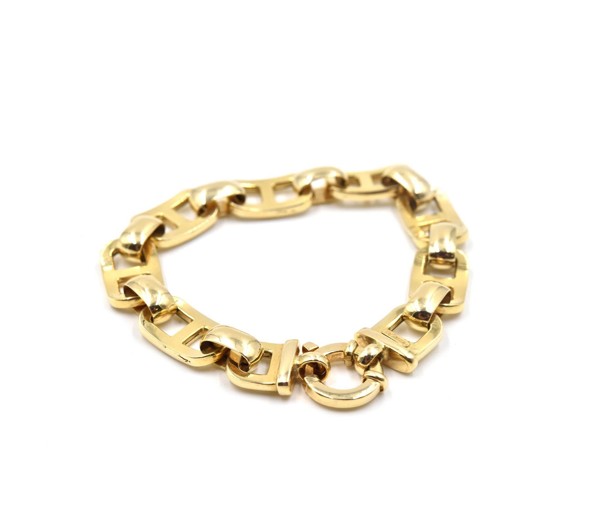 Women's or Men's Equestrian Link 14 Karat Yellow Gold Bracelet