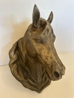 Equestrian Lover’s Beautiful Zinc Colored Horse Head Wall Sculpture