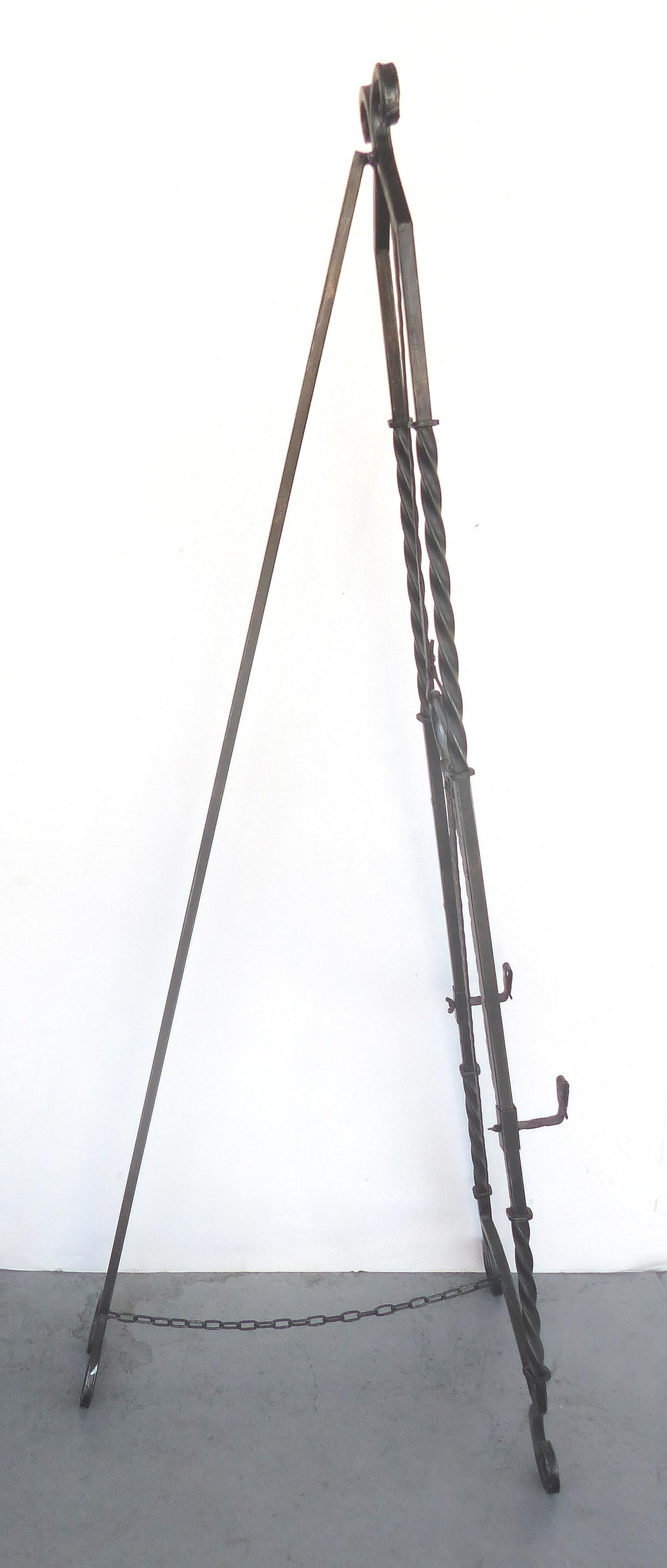 Equestrian Motif Easel with Faux Painted Wrought Iron in the Manner of Hermes

Offered for sale is a wrought iron easel with faux painting which appears like leather created in the Equestrian 