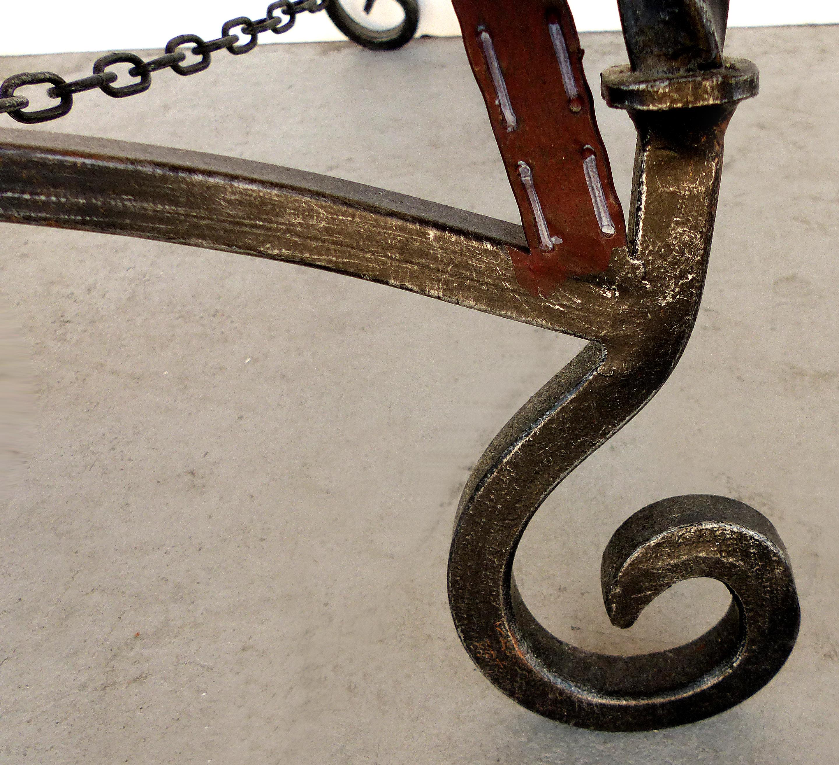 20th Century Equestrian Motif Easel with Faux Painted Wrought Iron in the Manner of Hermes