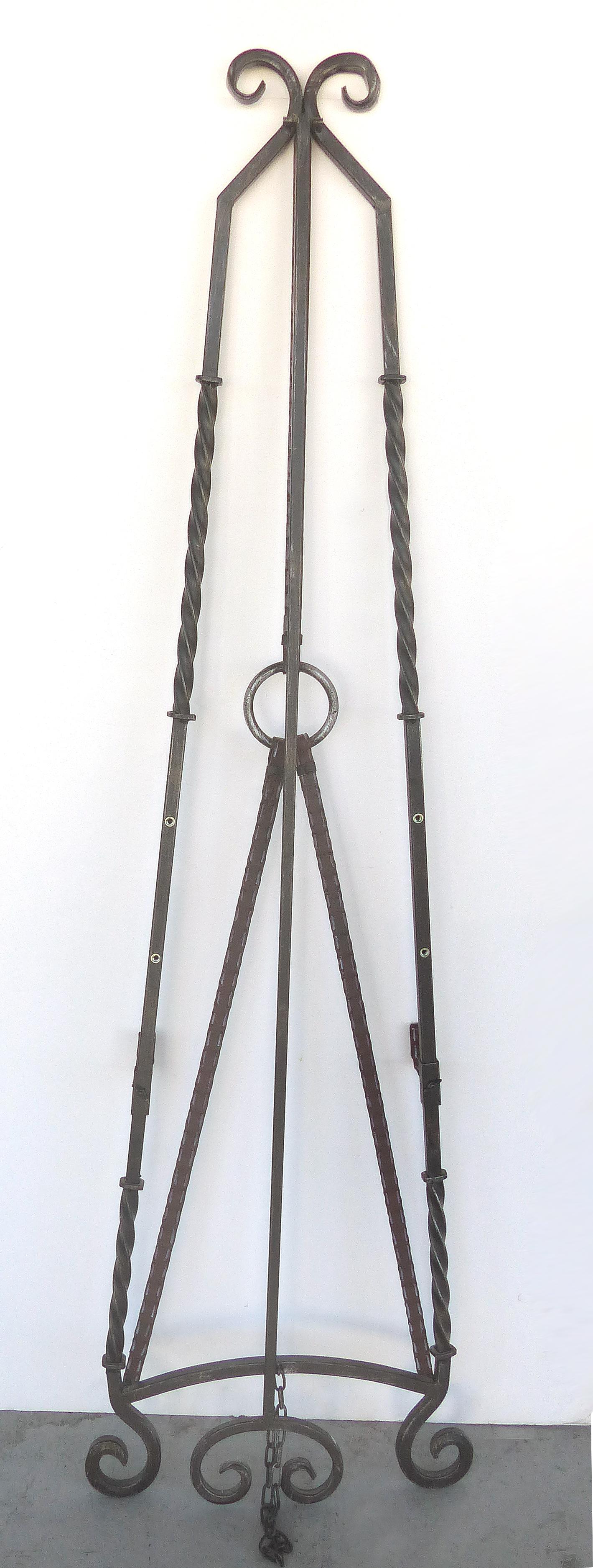 Equestrian Motif Easel with Faux Painted Wrought Iron in the Manner of Hermes 4