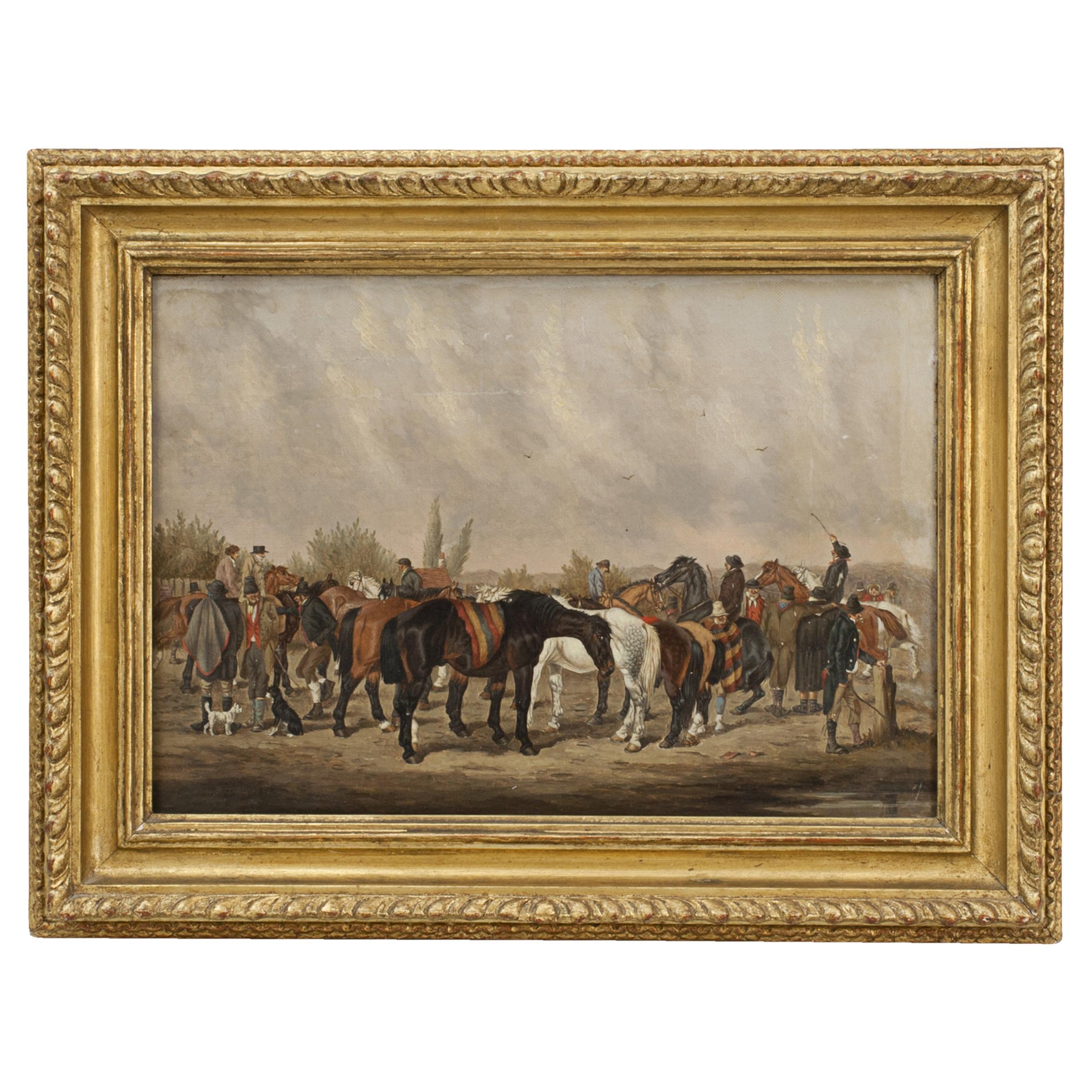 Equestrian Oil Painting Of A Horse Fair