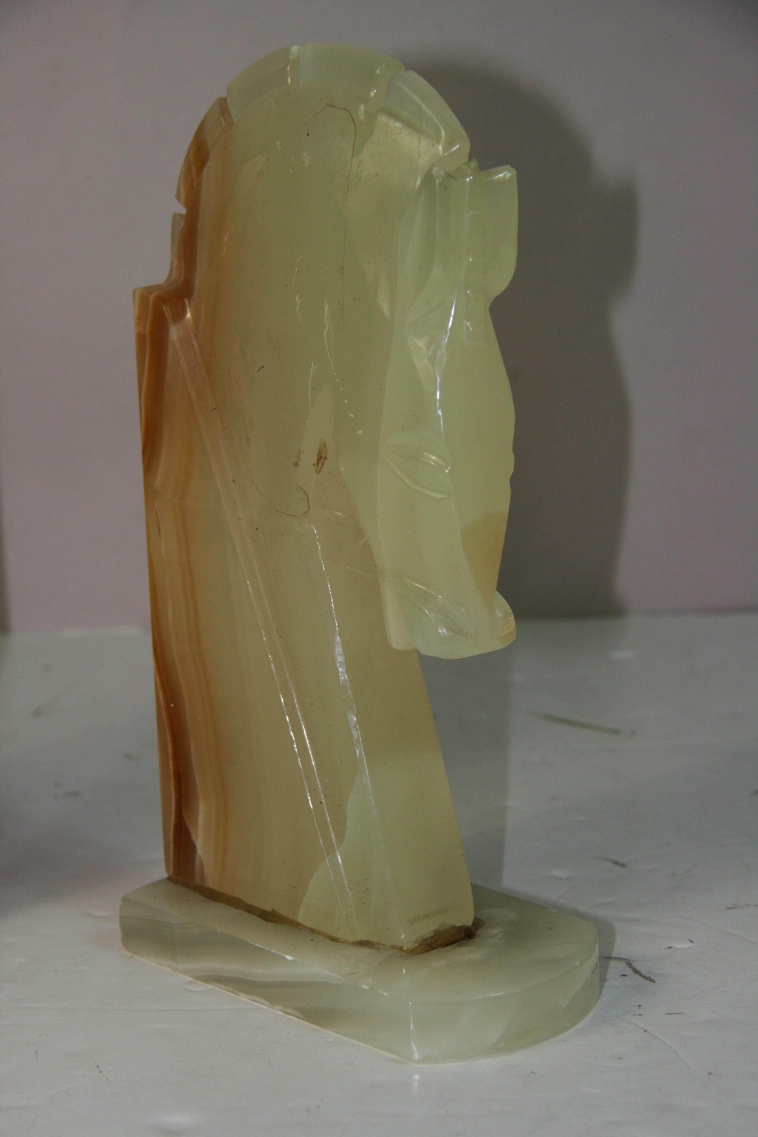 Equestrian Oversized Pair Onyx Sculptures/Bookends For Sale 4