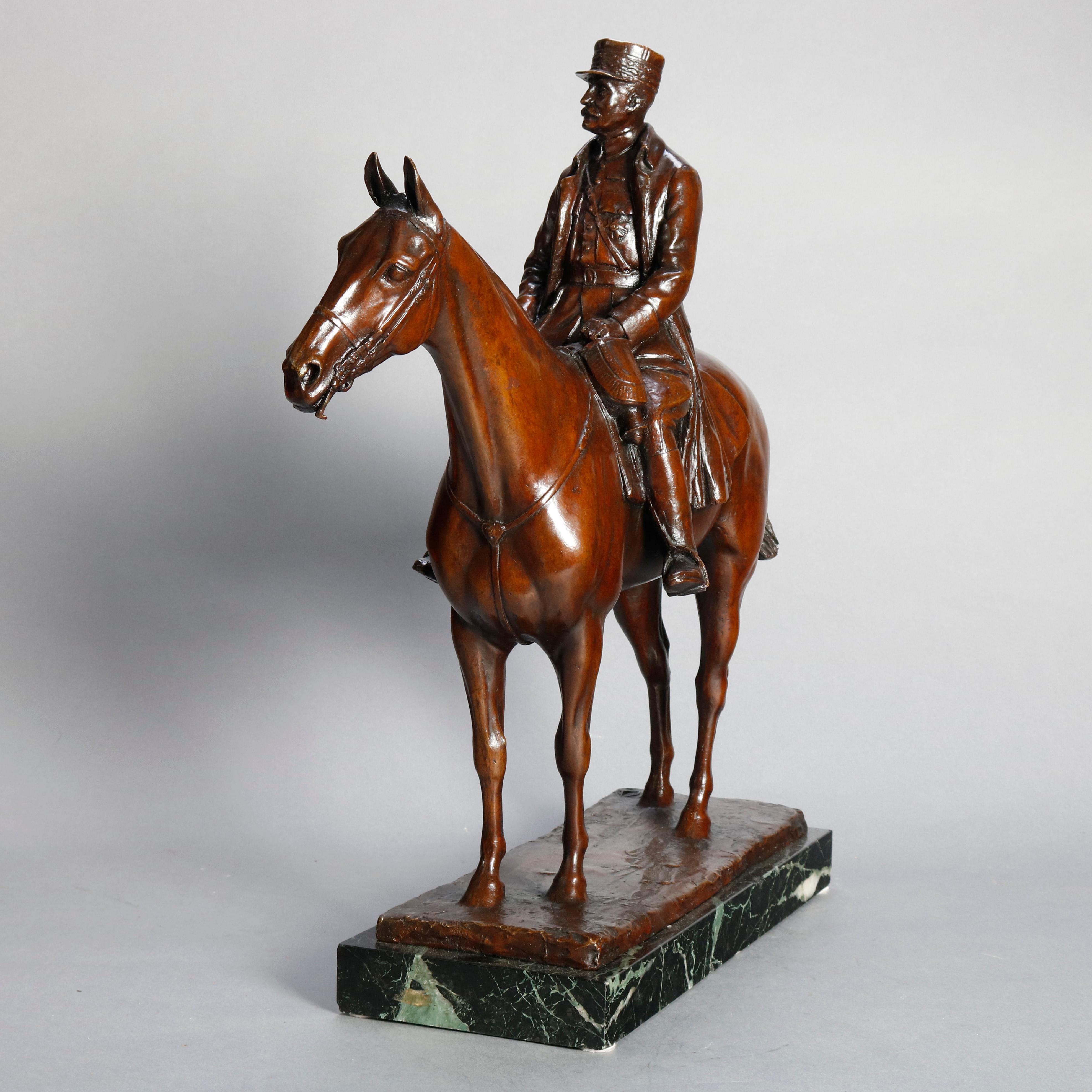 Equestrian Portrait Bronze Military Sculpture Marshal Foch after Malissard In Good Condition In Big Flats, NY