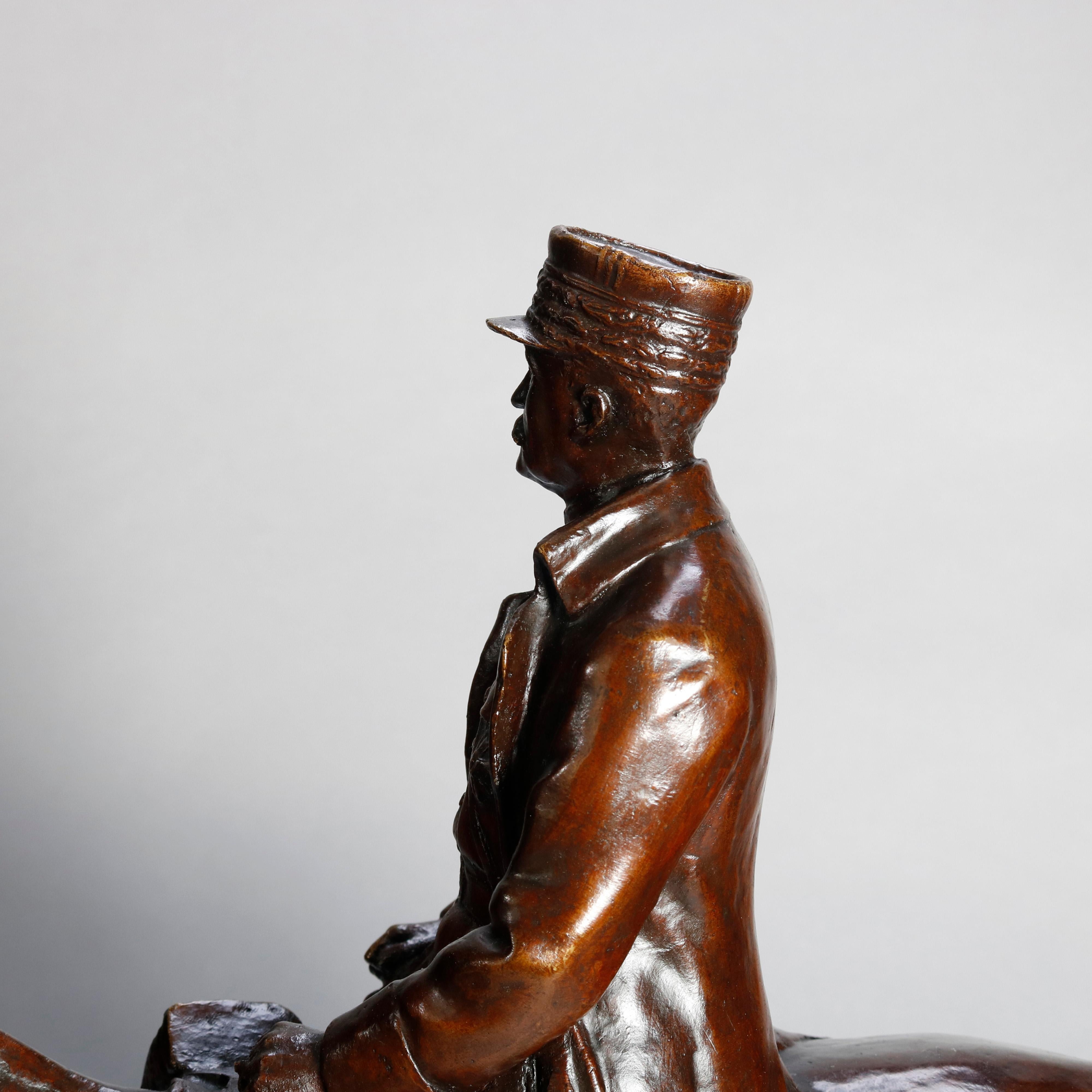 20th Century Equestrian Portrait Bronze Military Sculpture Marshal Foch after Malissard