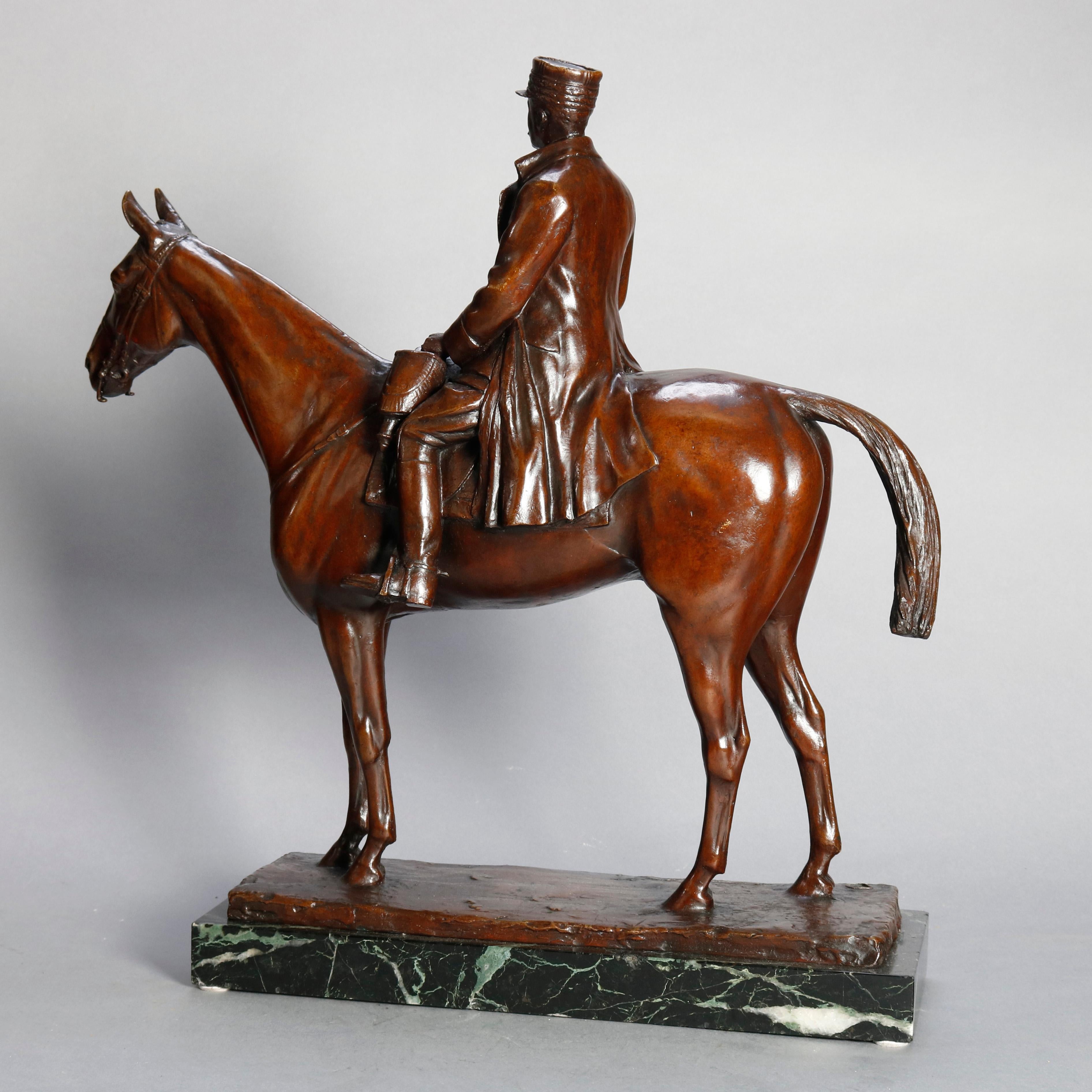 Marble Equestrian Portrait Bronze Military Sculpture Marshal Foch after Malissard