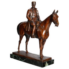 Antique Equestrian Portrait Bronze Military Sculpture Marshal Foch after Malissard