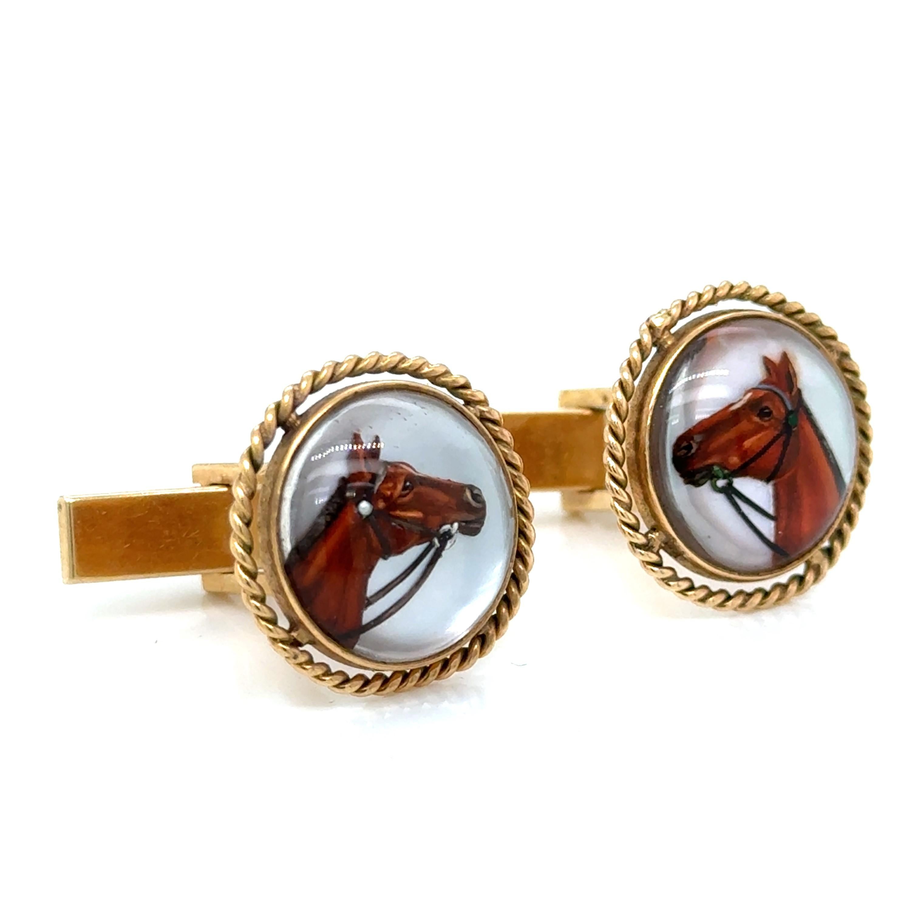 Equestrian Reverse Crystal Cufflinks - image 2